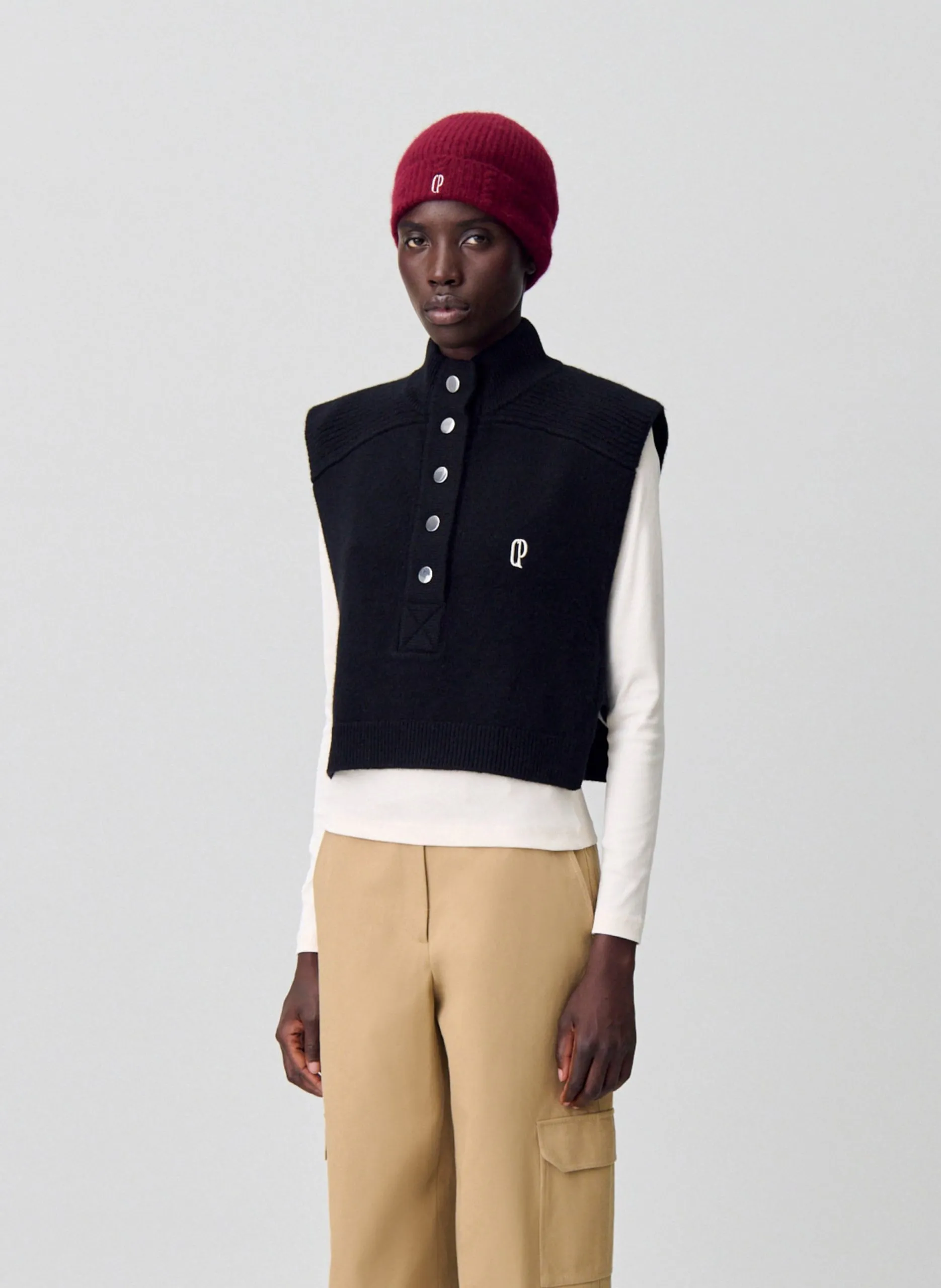 Pull col montant en laine Noir MIMU