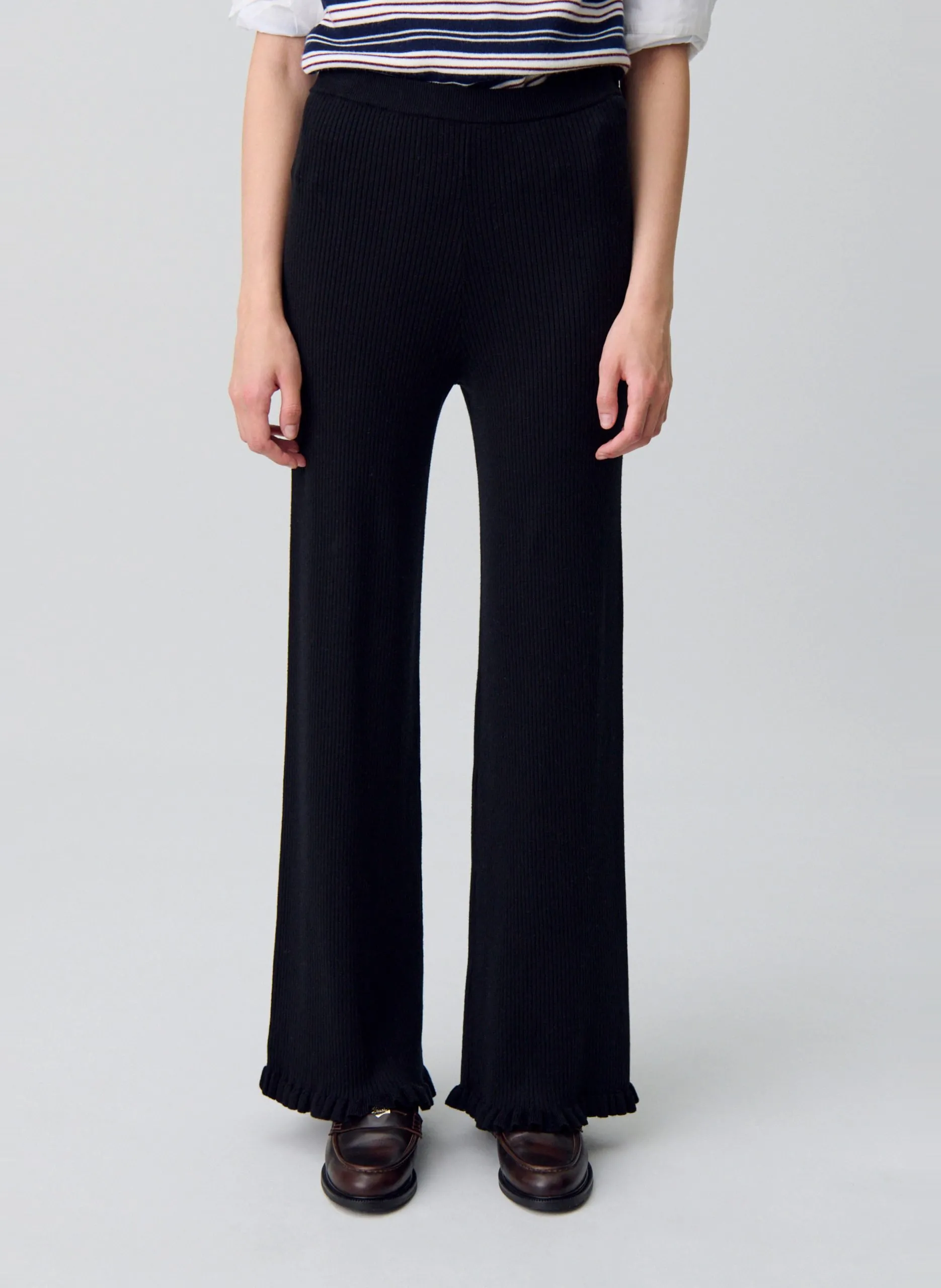 Pantalon flare en maille Noir MALONA