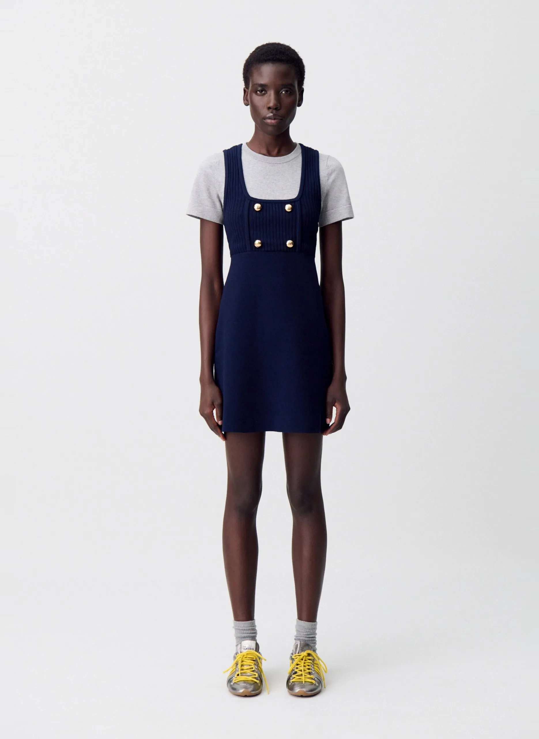 Robe courte col rond en maille Multicolore MELINA