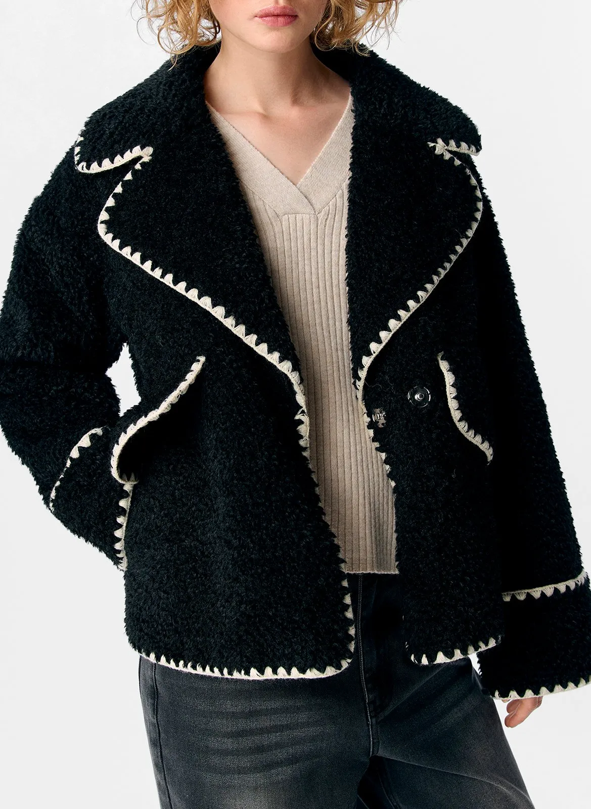 Manteau col tailleur Noir SHIREN