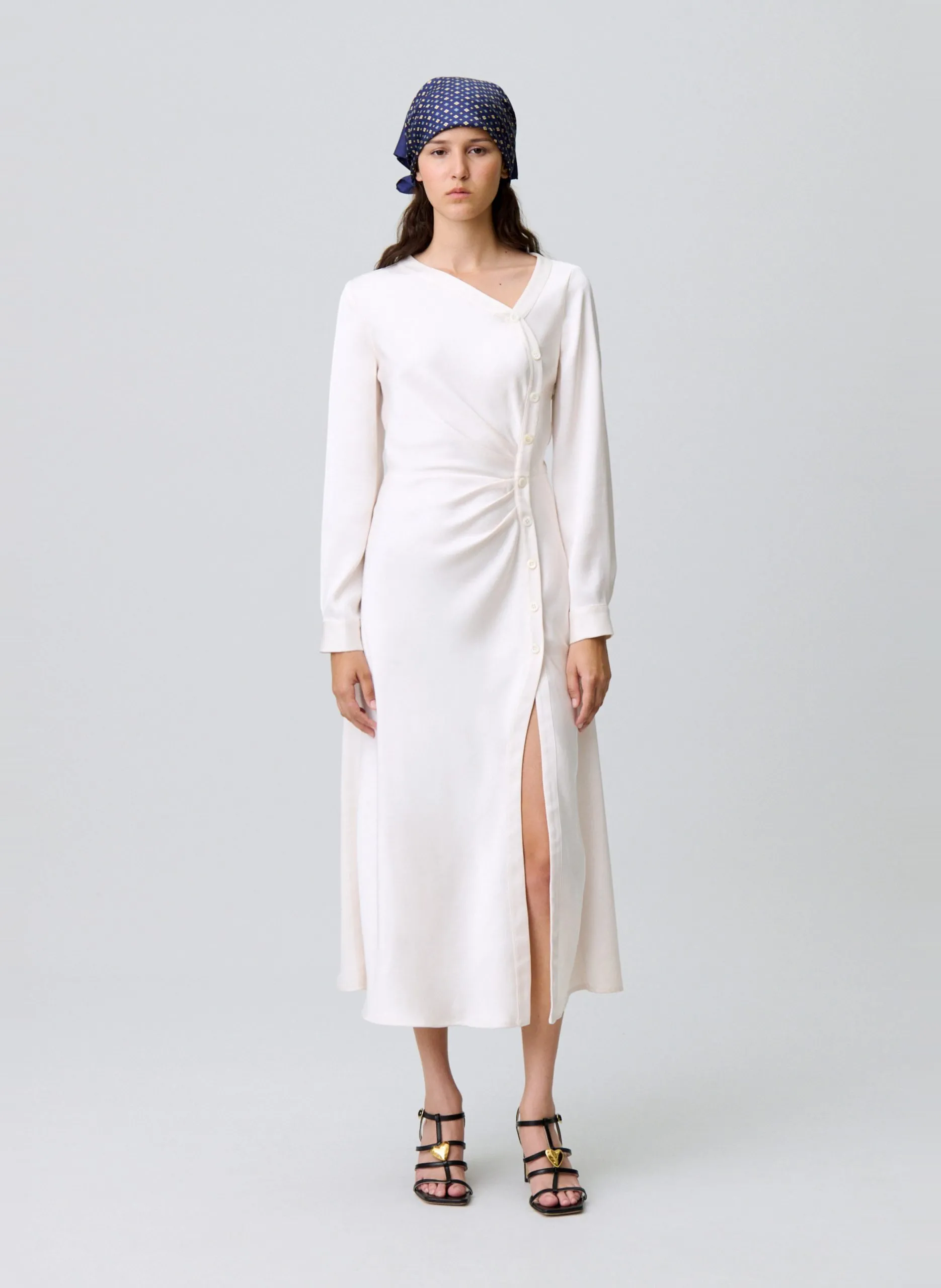 Robe longue col V Blanc ROMI