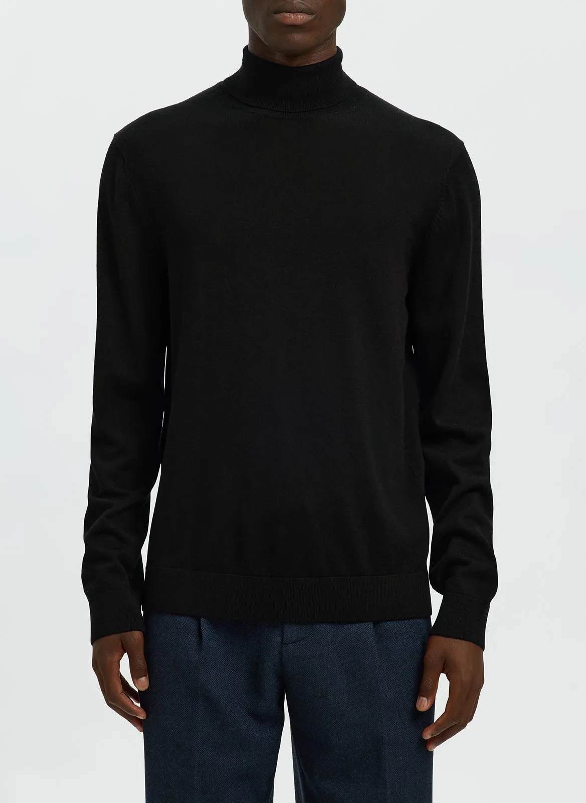 Col roulé regular-fit en laine mérinos Noir TRAY