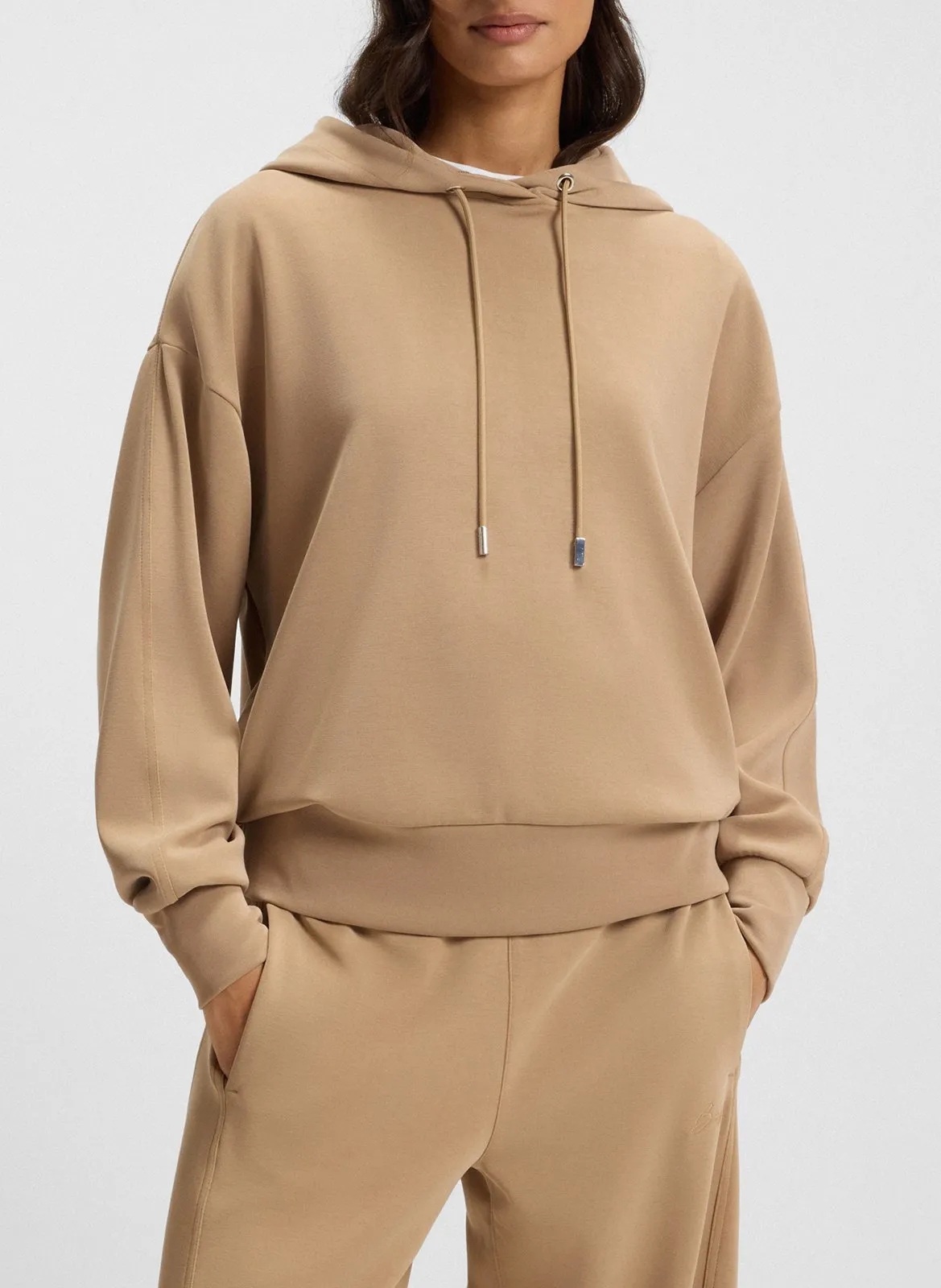 Sweat uni ample à capuche Marron