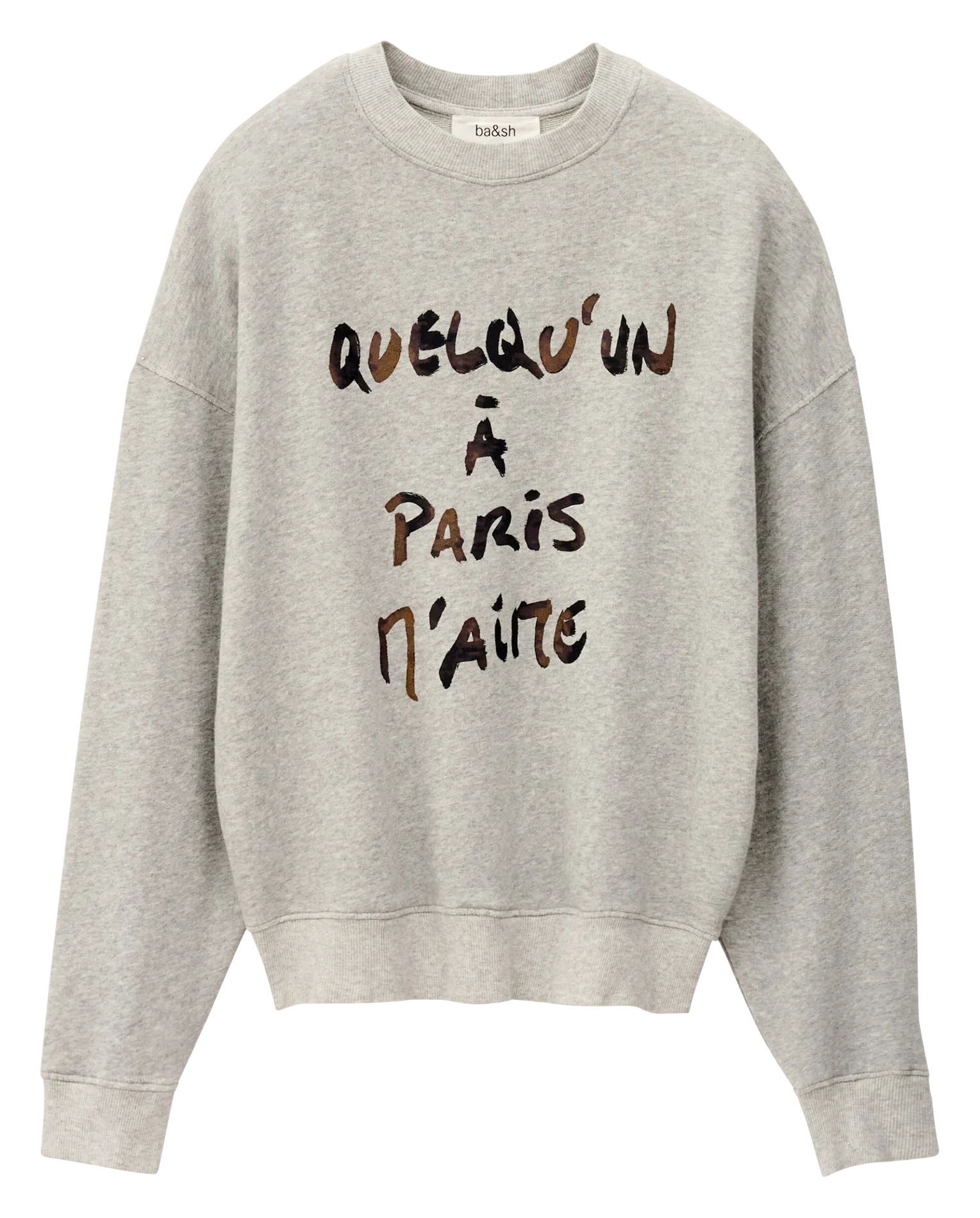 Sweat col rond en coton mélangé Gris BRICE