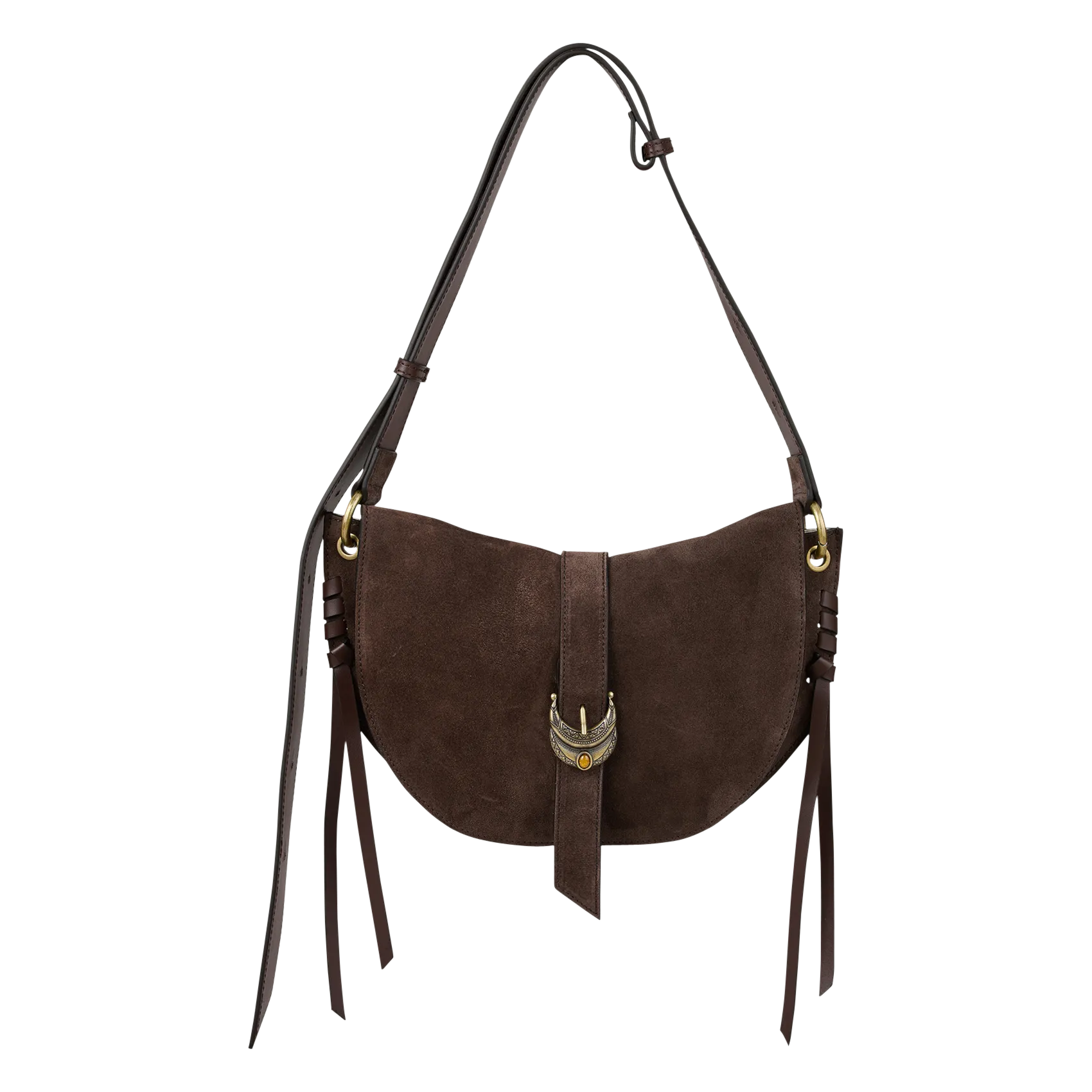 Sac bandoulière demi-lune en cuir Marron SADDLE