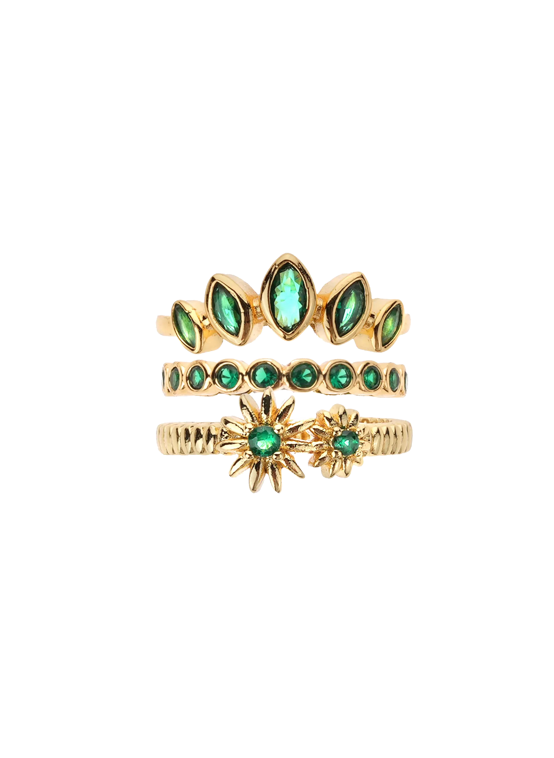 Trio de bagues réglables Vert JACINTA