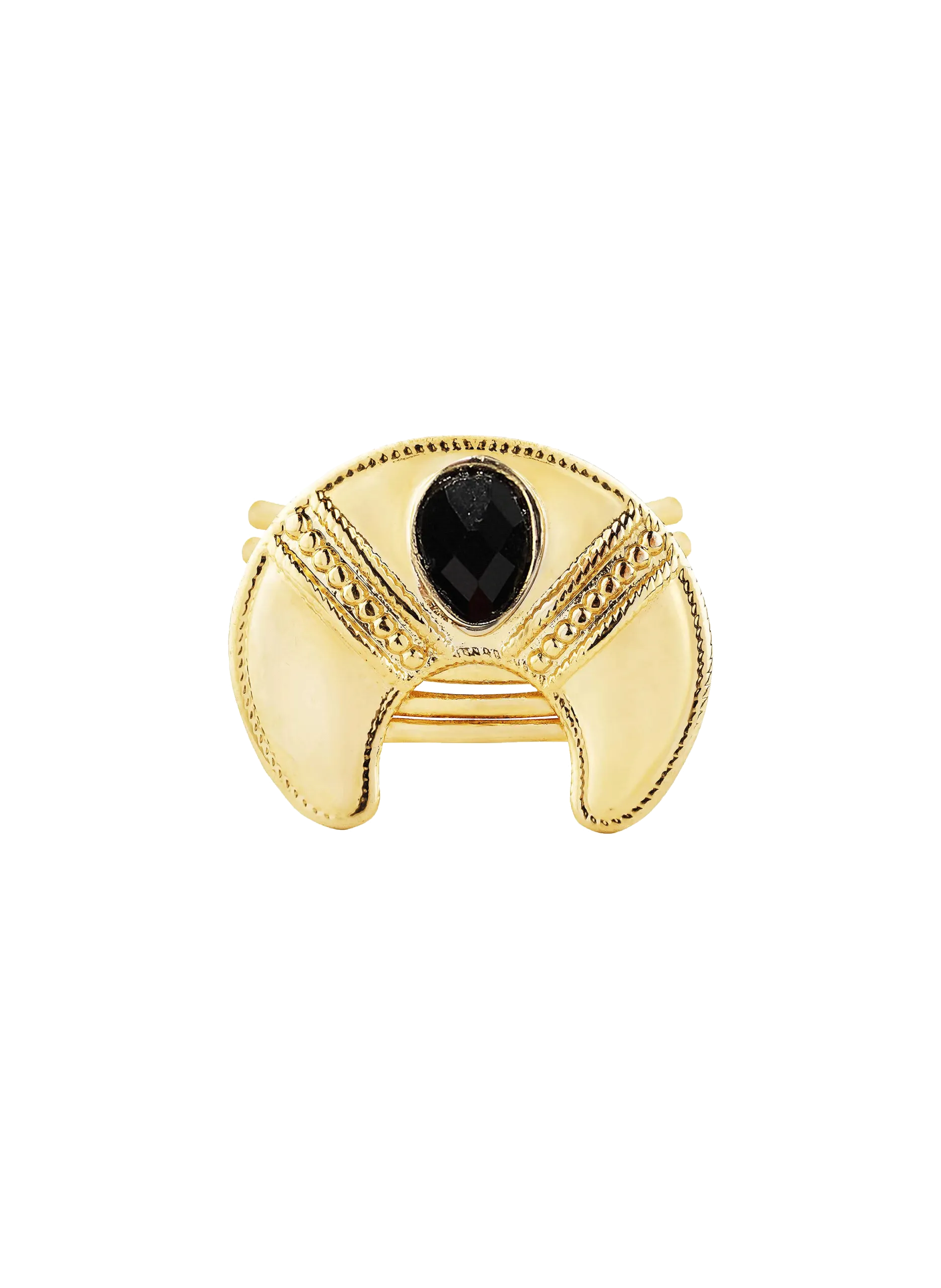 Bague réglable cabochon lune Noir MELVIL