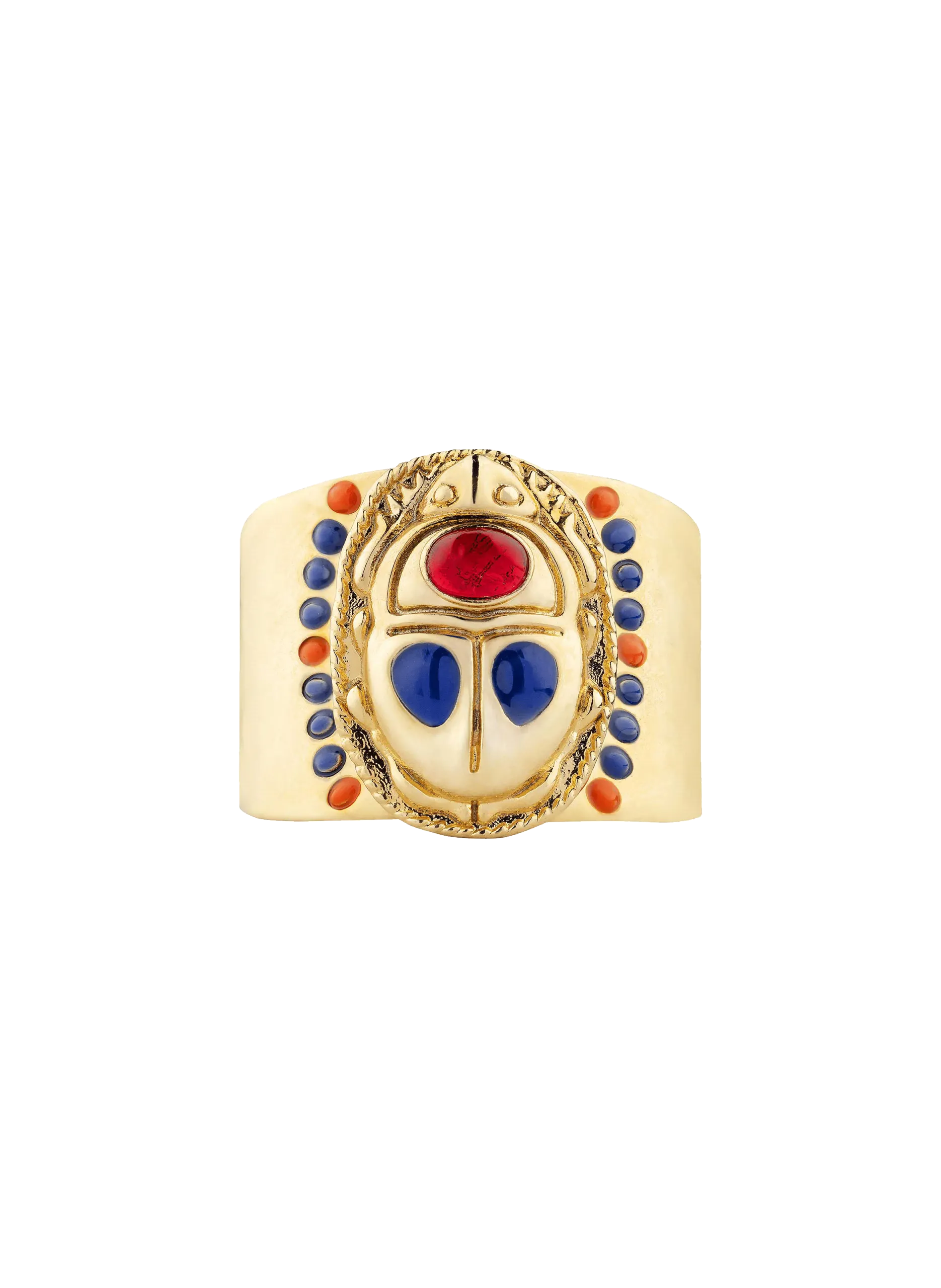 Bague réglable cabochon scarabé avec émail Doré TREZOR