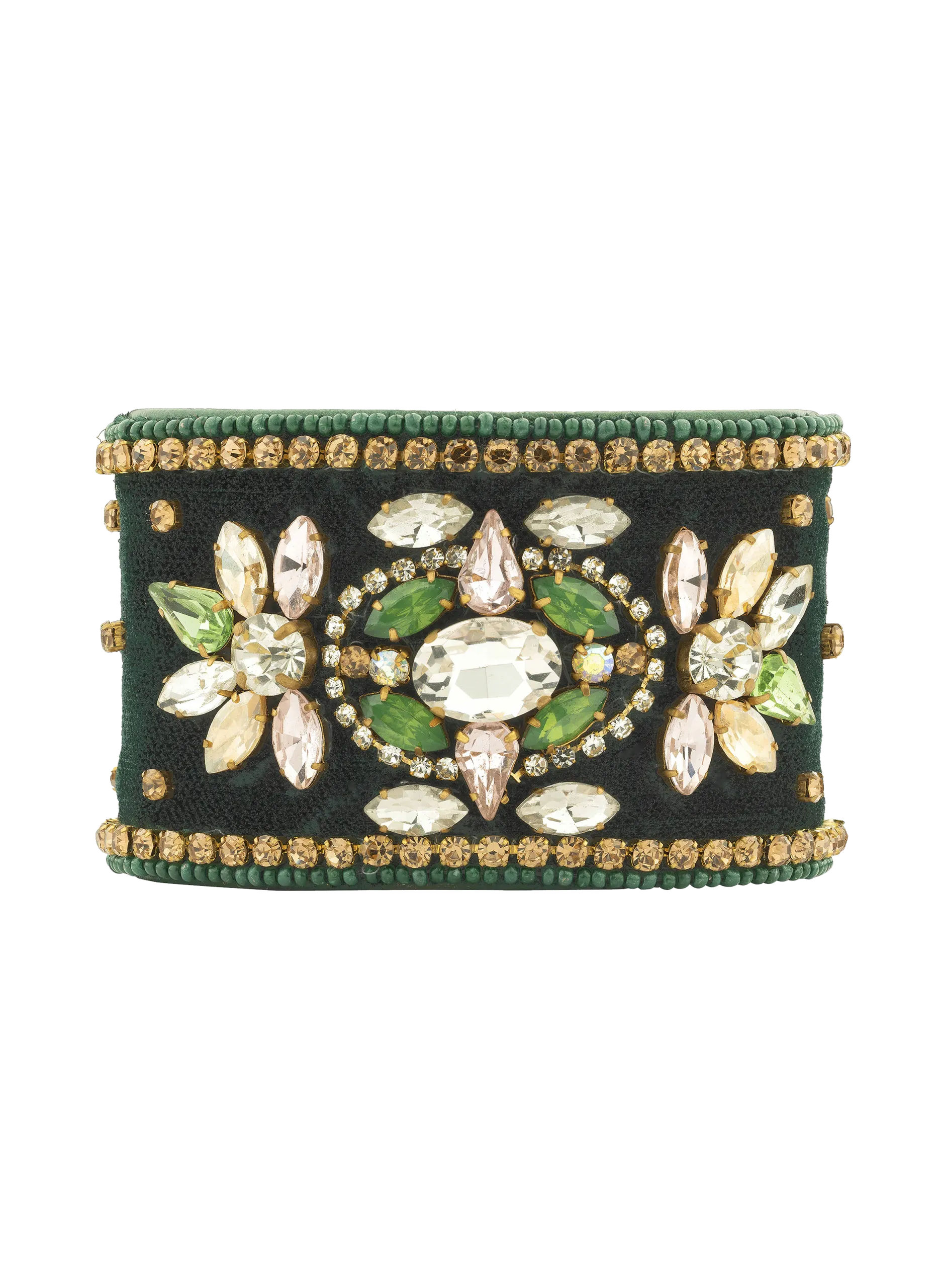 Bracelet manchette réglable de perles Vert FIFIA