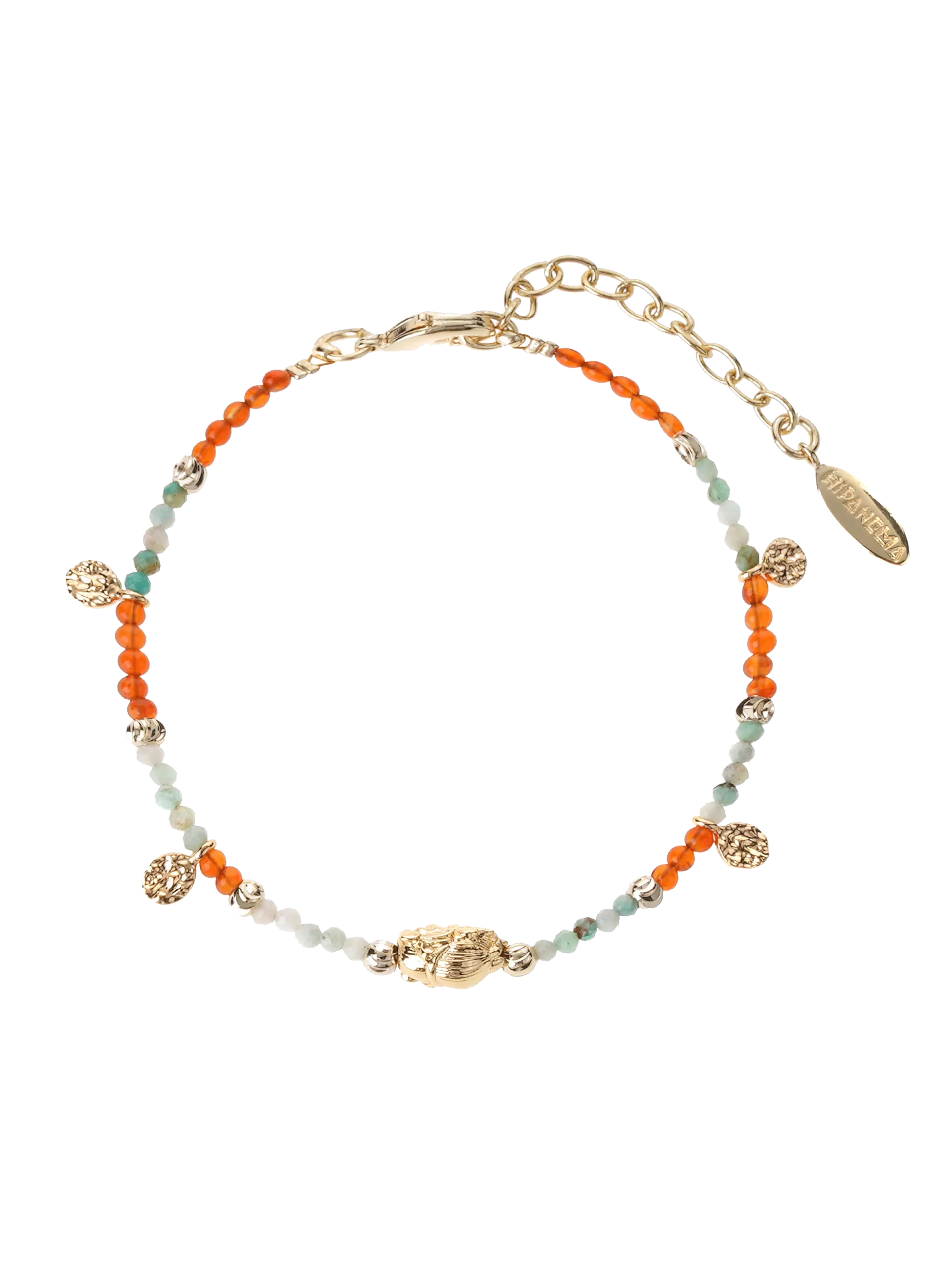 Bracelet de perles avec pampilles réglable Rose ROLLIS