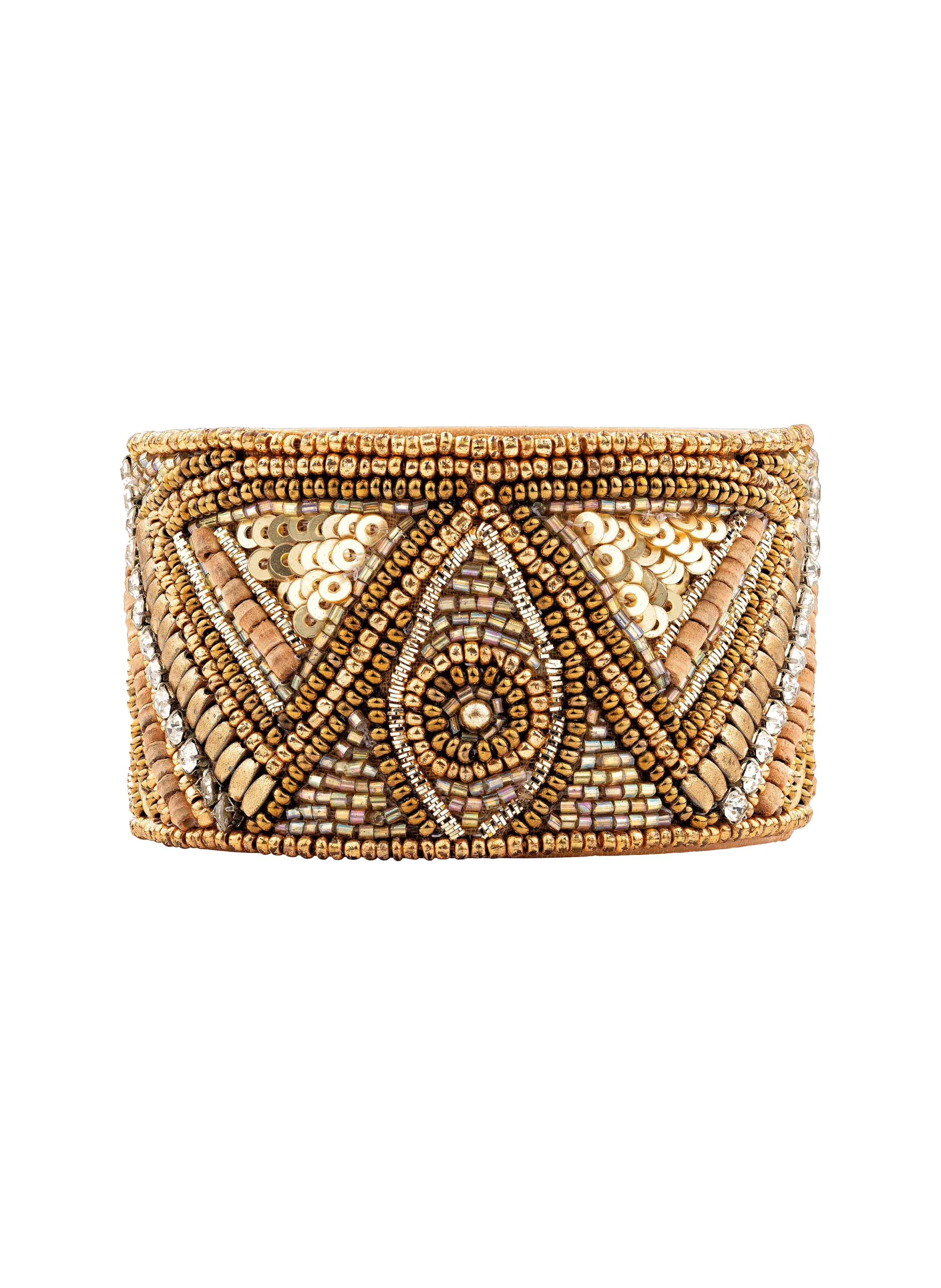 Bracelet manchette réglable de perles tissées Doré RIVOLTA