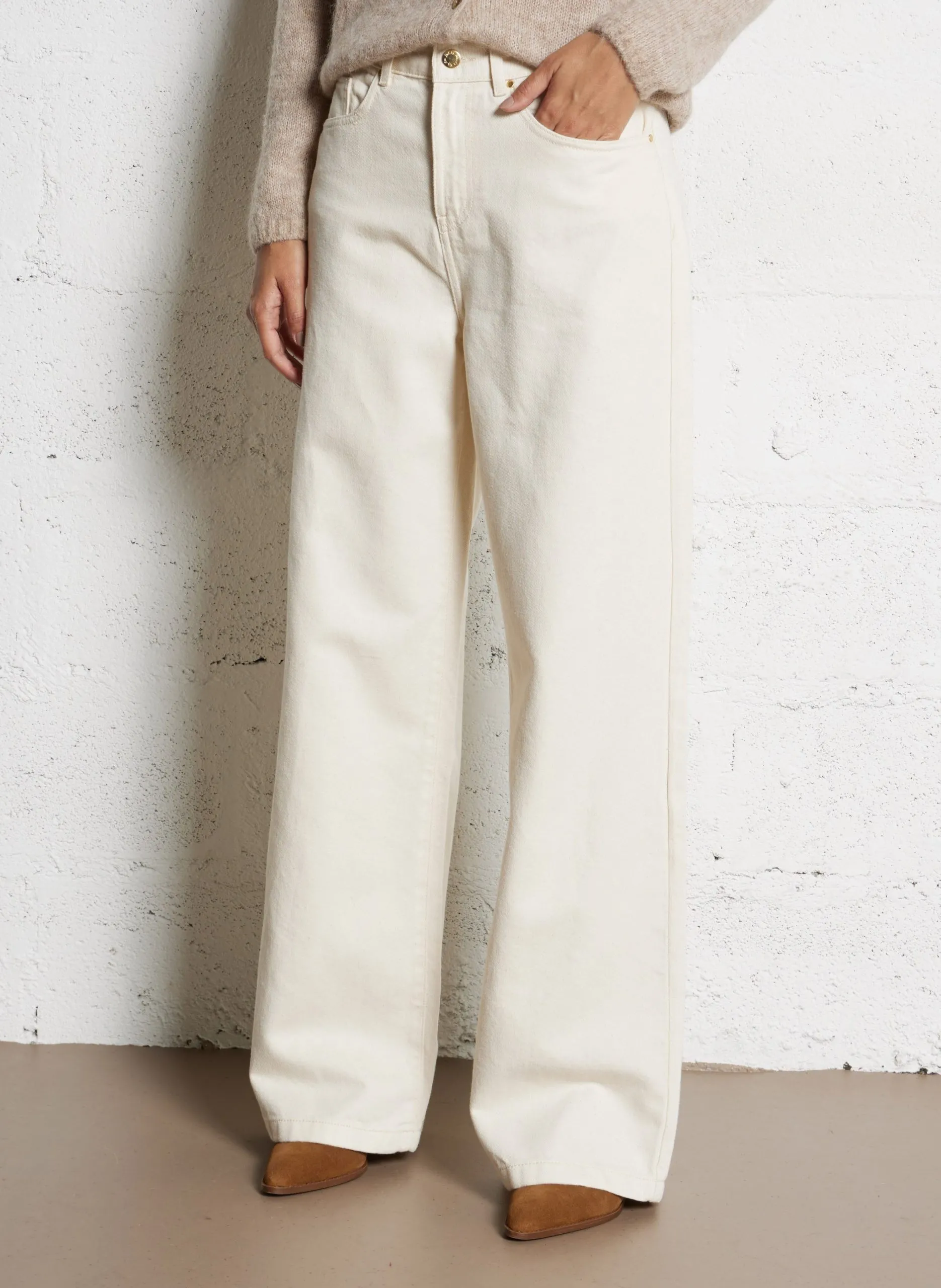 Jean large Blanc LOUELA3