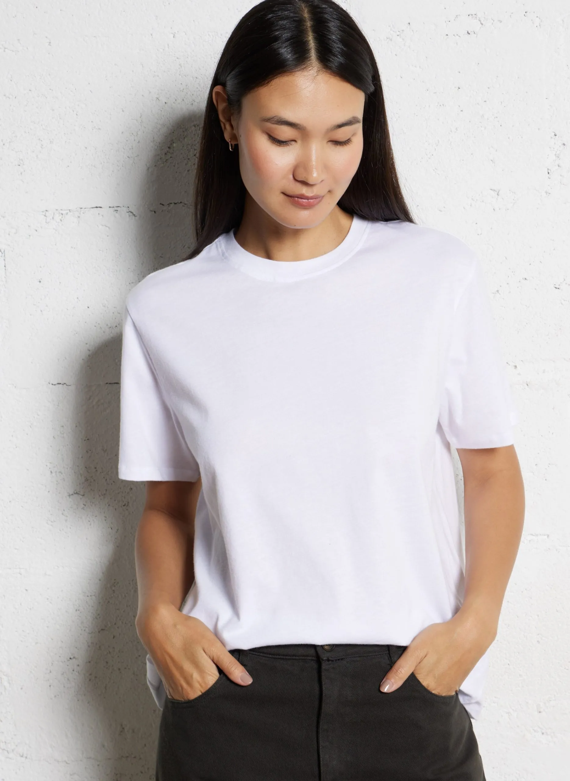 Tee-shirt col rond en coton bio Blanc