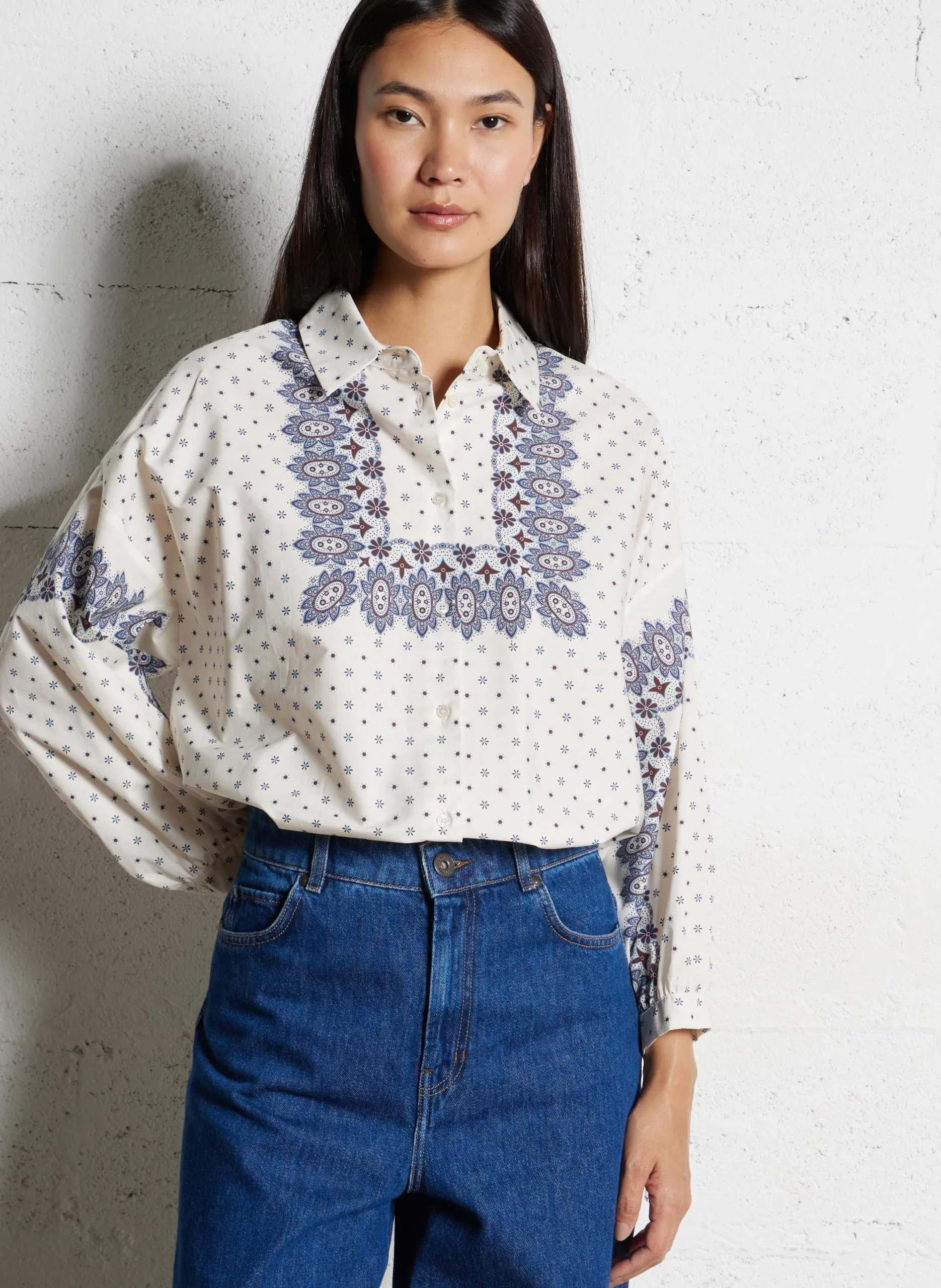 Chemise oversize en coton Blanc ADDA