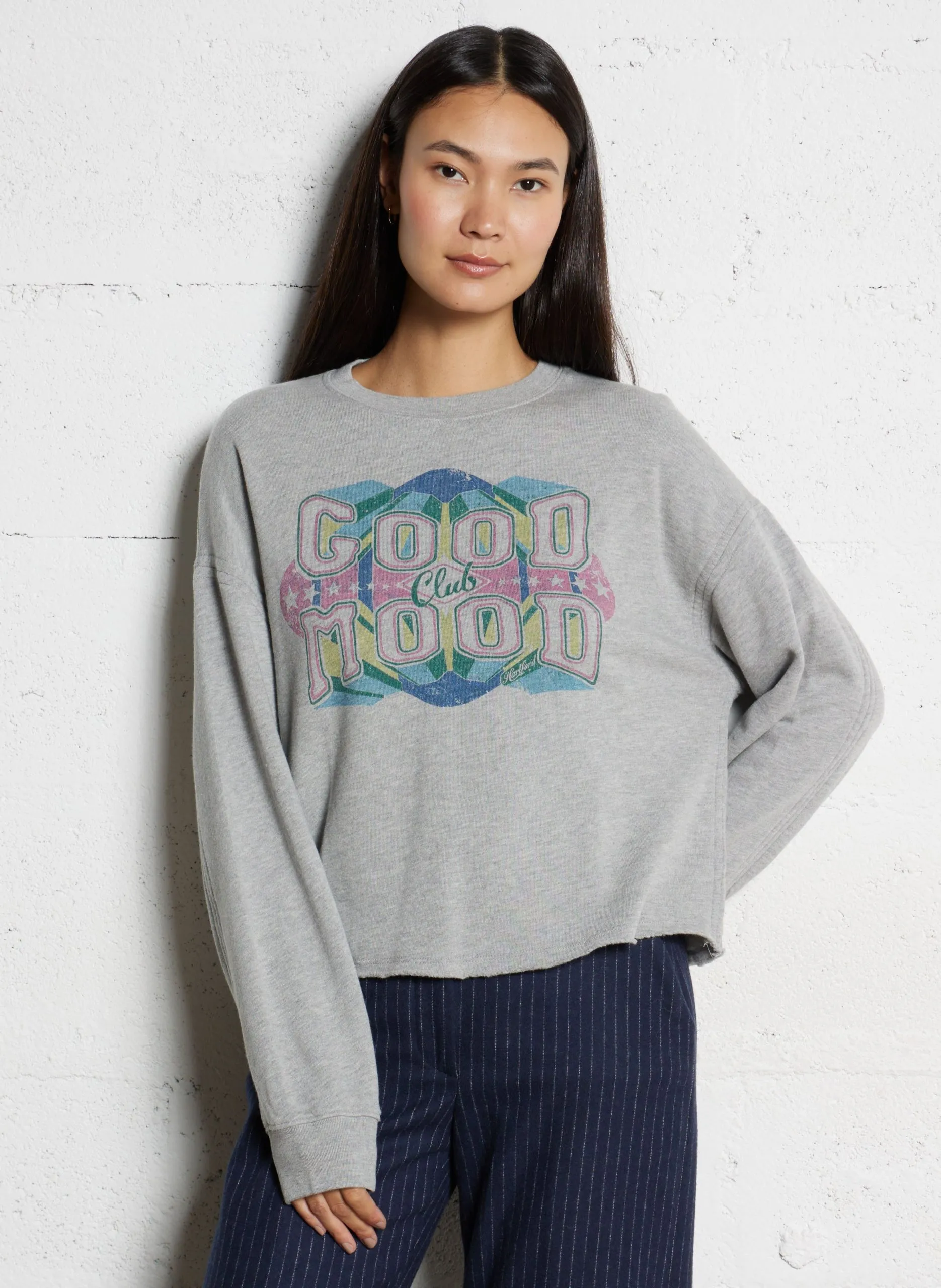 Sweat ample col rond imprimé en coton mélangé Multicolore TAHODD