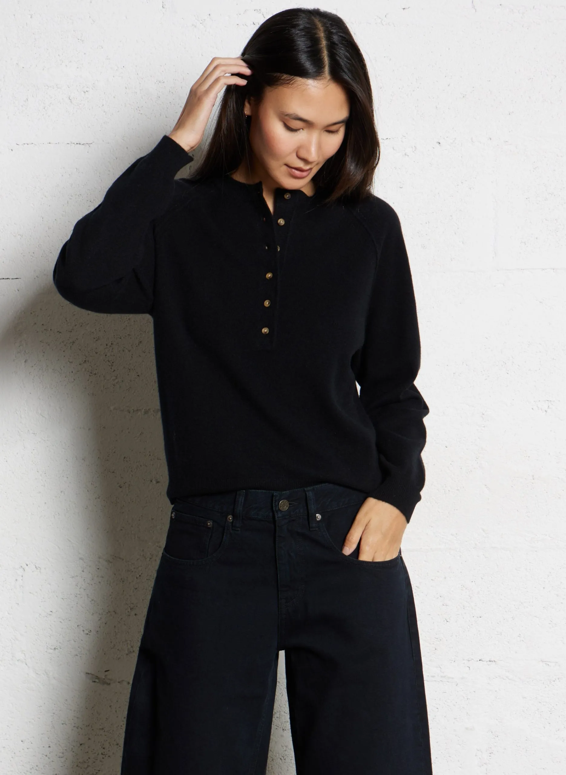 Pull oversize en laine mélangée Noir MUNO