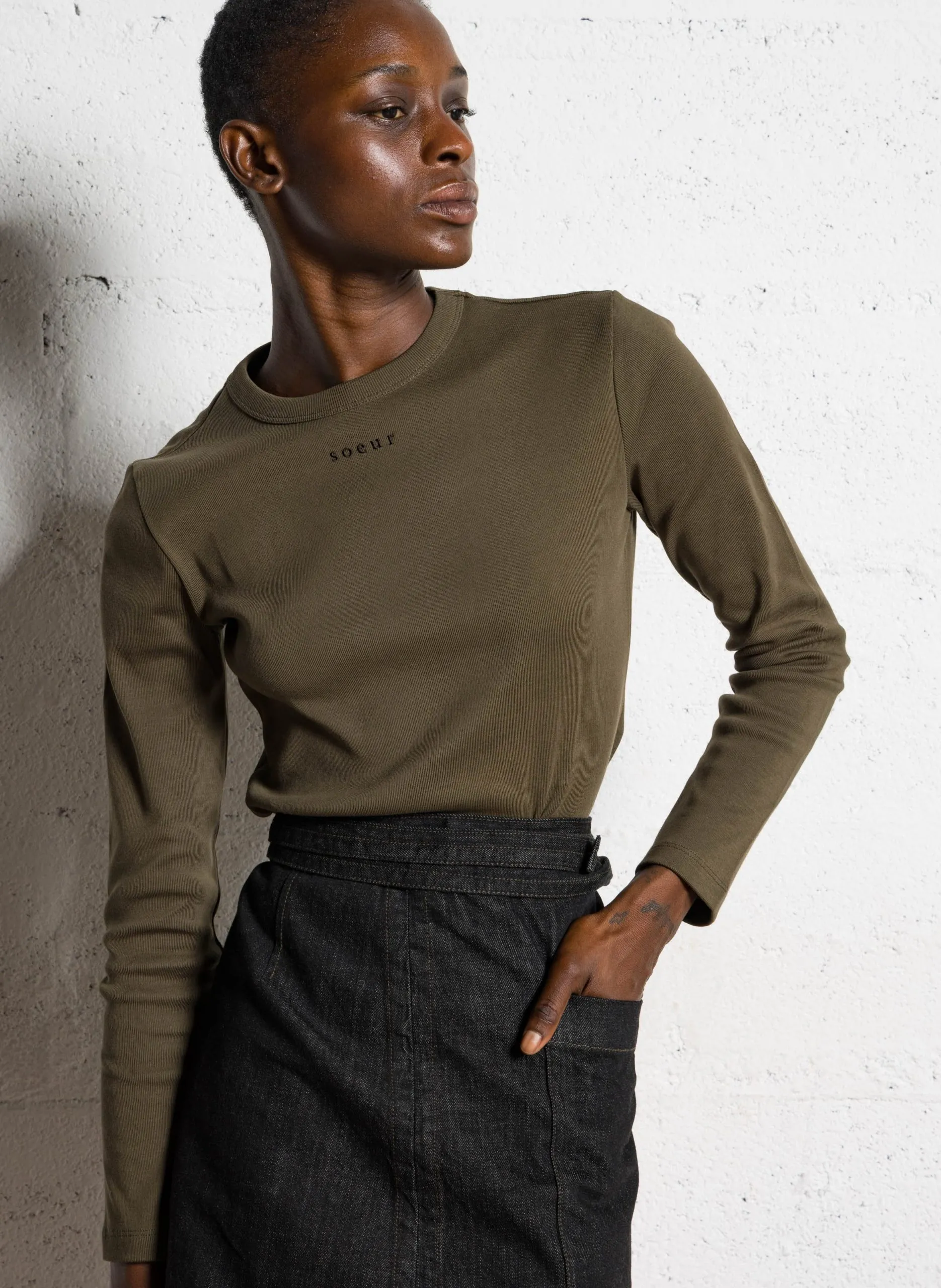 tee-shirt droit en coton bio Kaki FLAVIE