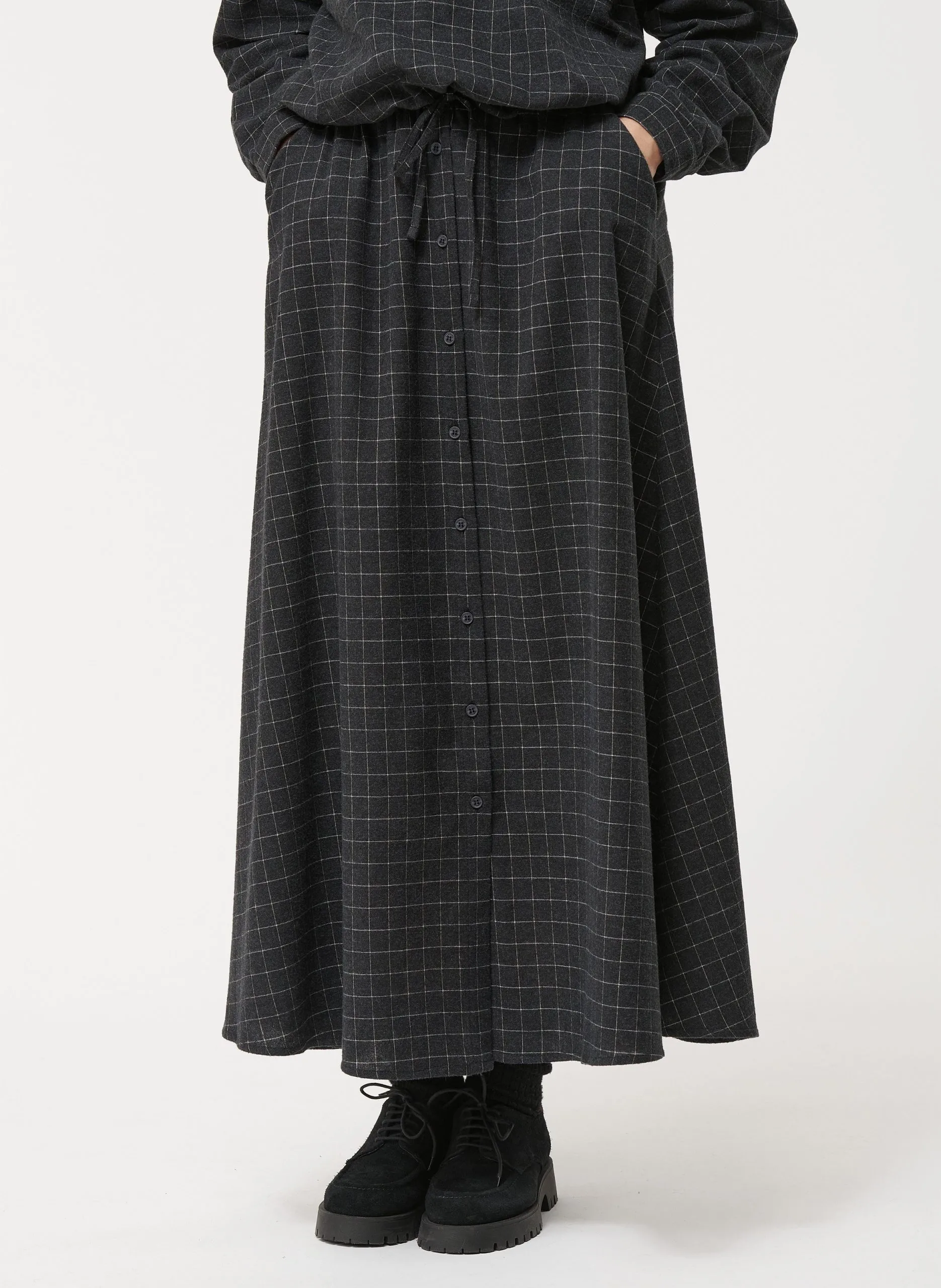 Jupe longue à carreaux Argent