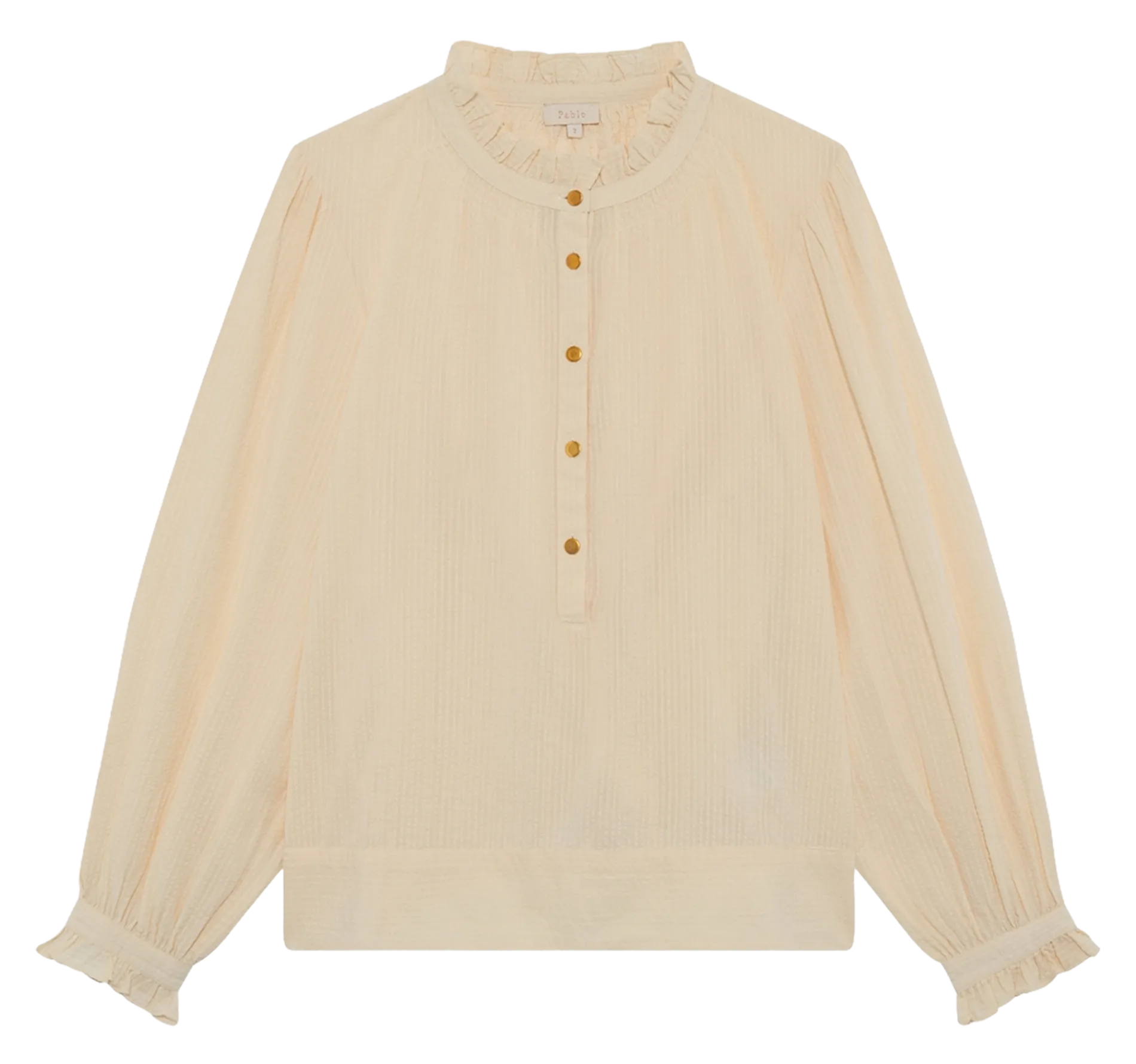 Blouse col rond en coton Beige ANISSA