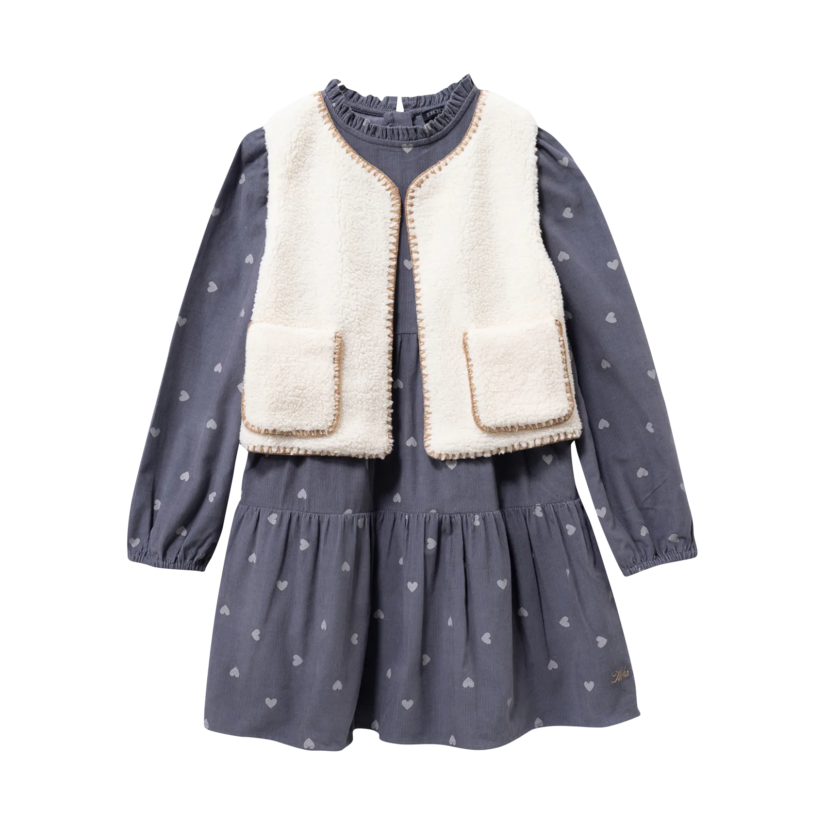 Robe 2-en-1 évasée en coton Bleu