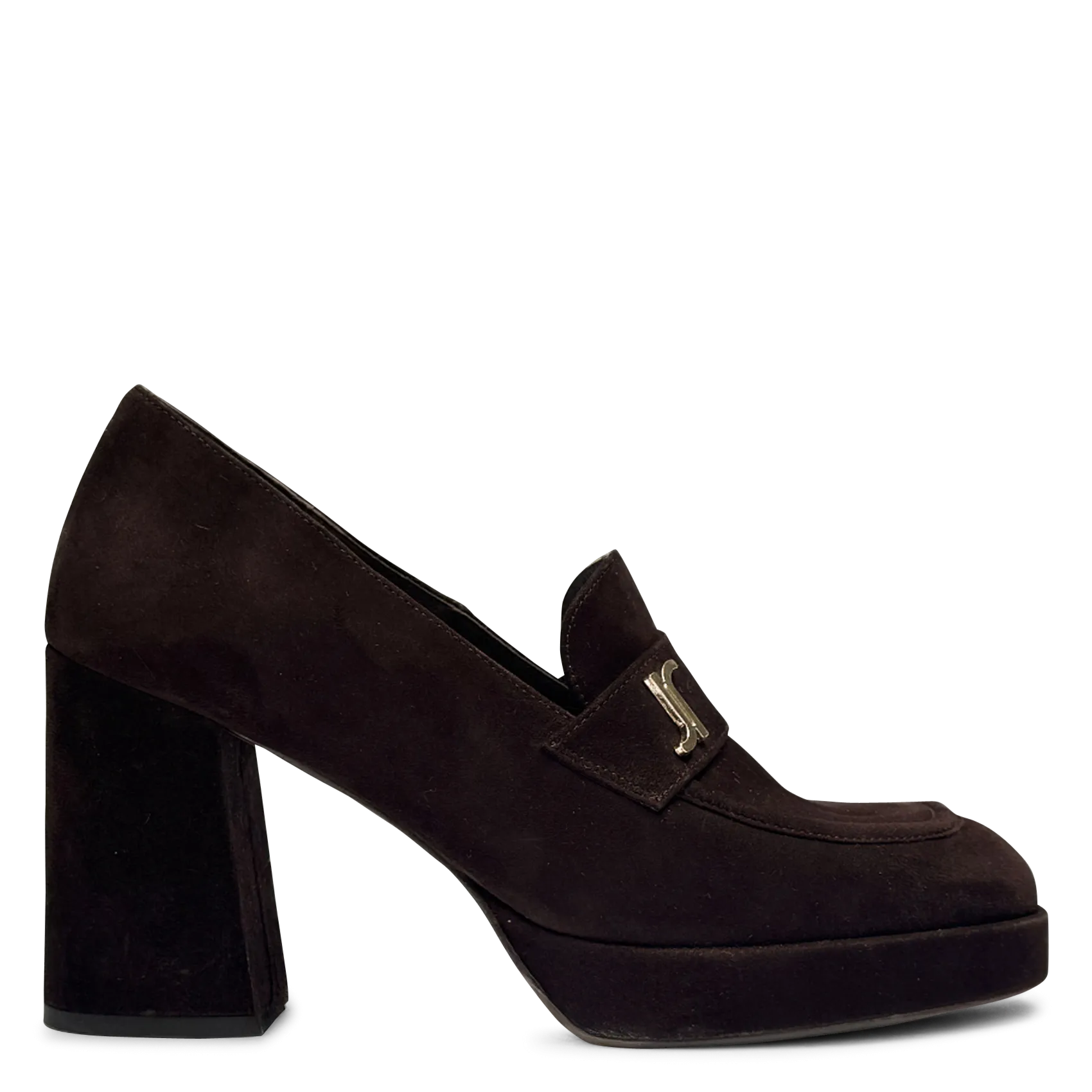 Mocassins à talons en cuir velours Marron VIOLON