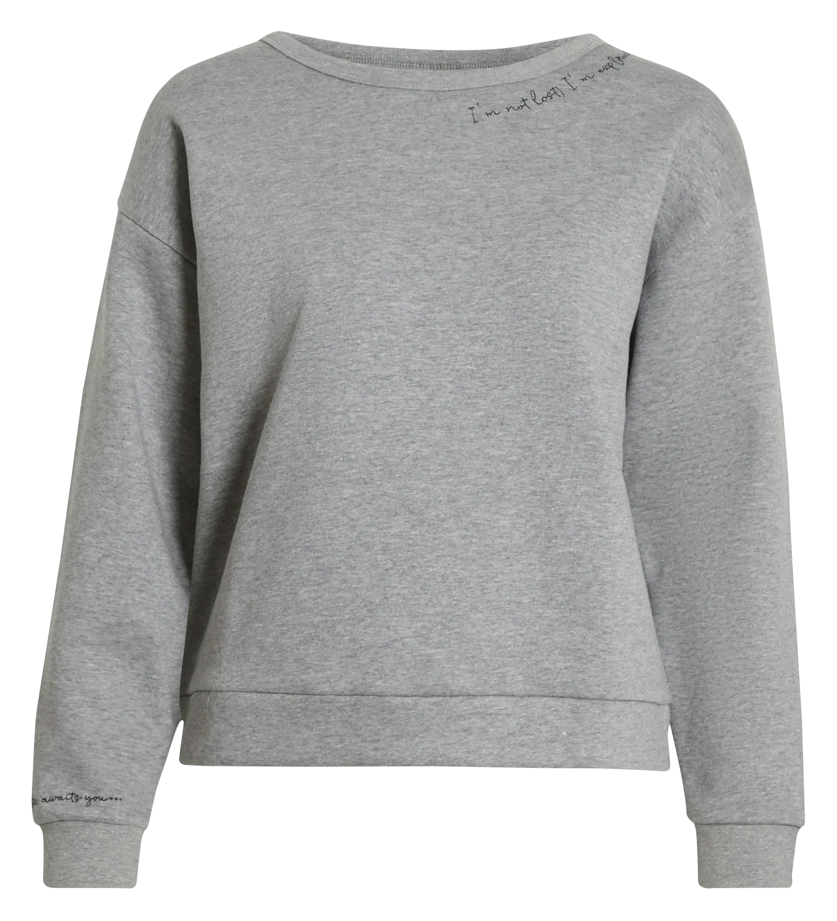 Pull col rond en coton bio mélangé Gris MALDEA