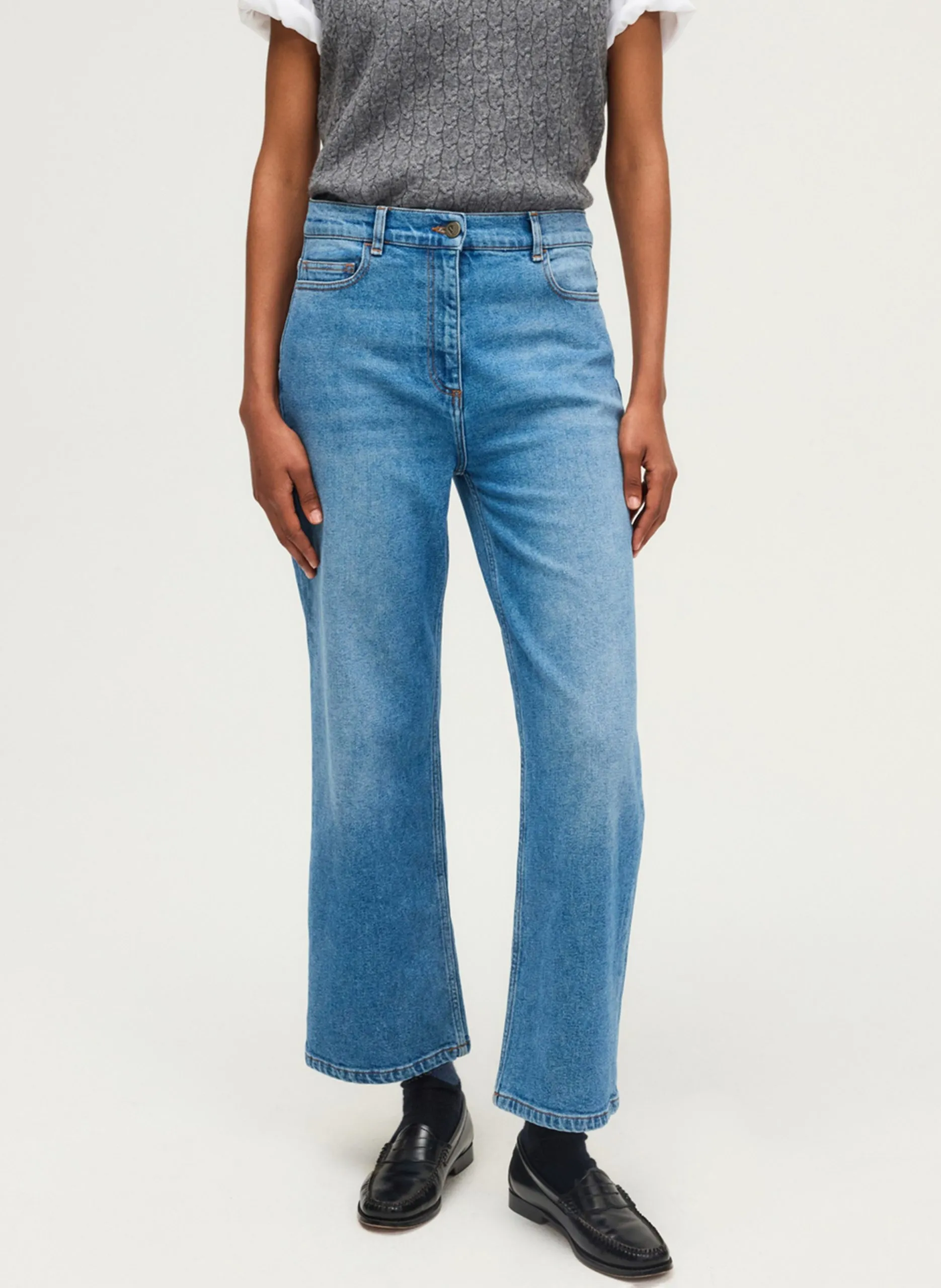 Jean droit délavé Bleu CLARIA