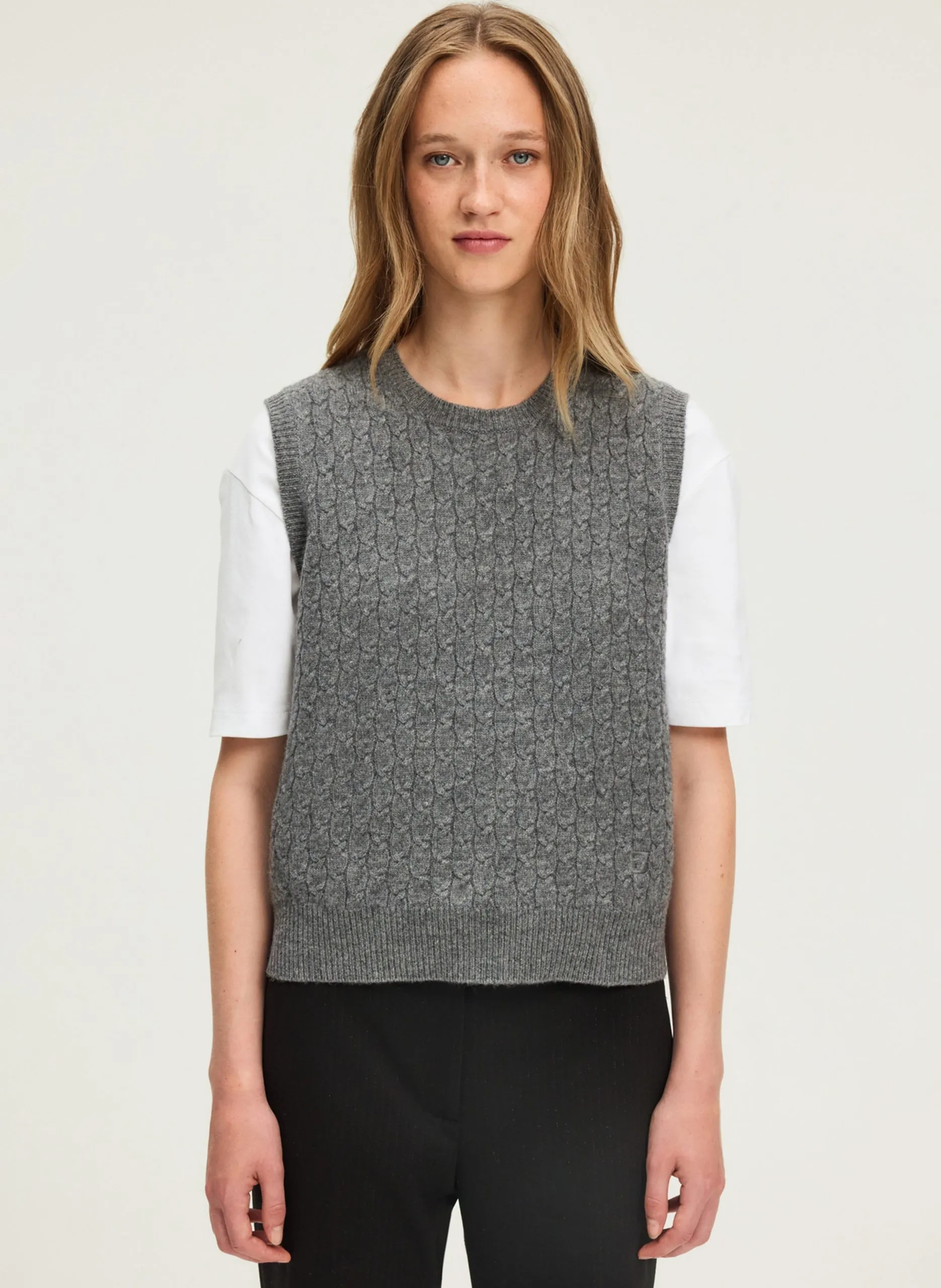 Pull col rond en laine Gris ELWINNA