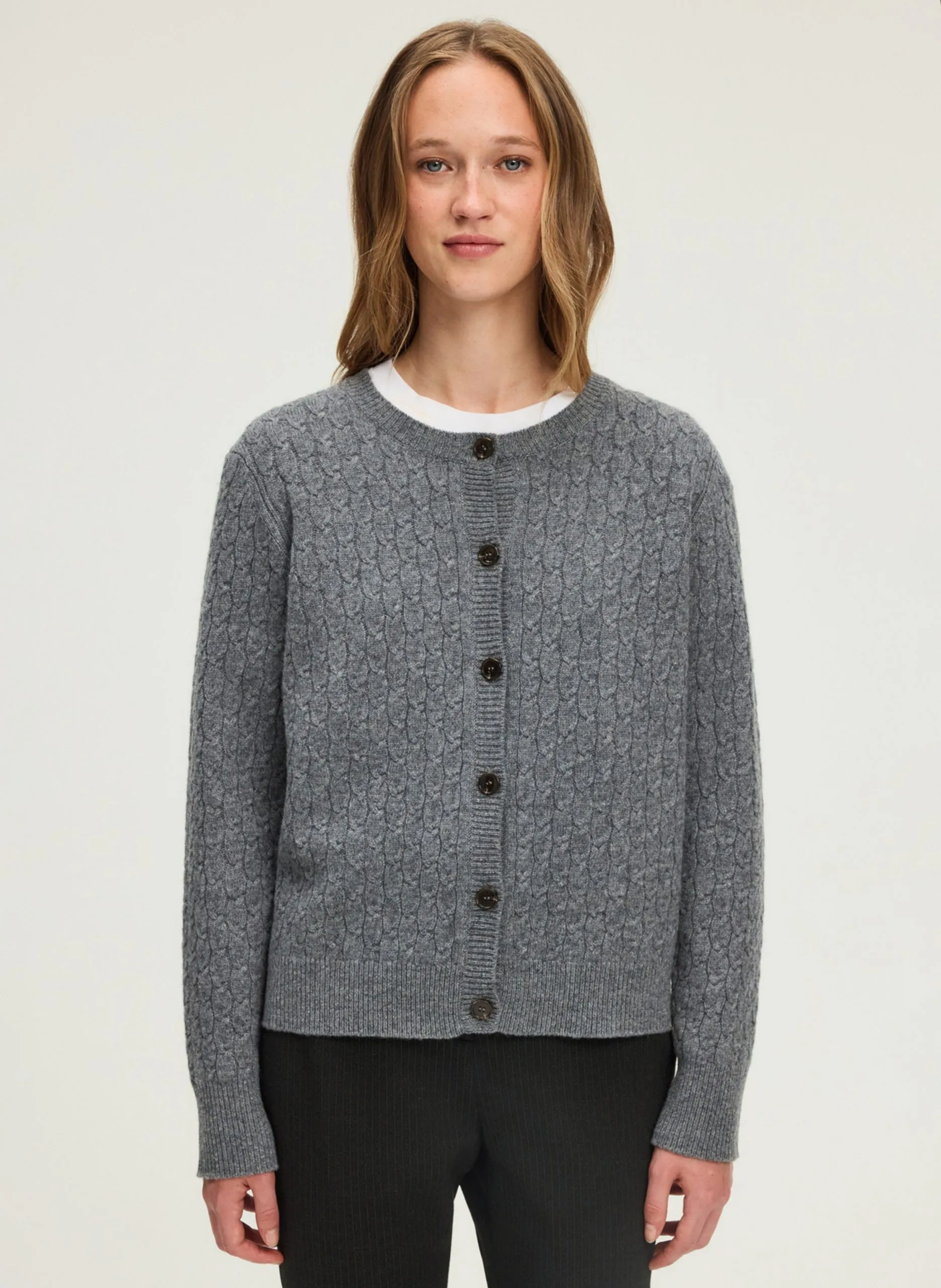 Gilet col rond en laine Gris ELAN