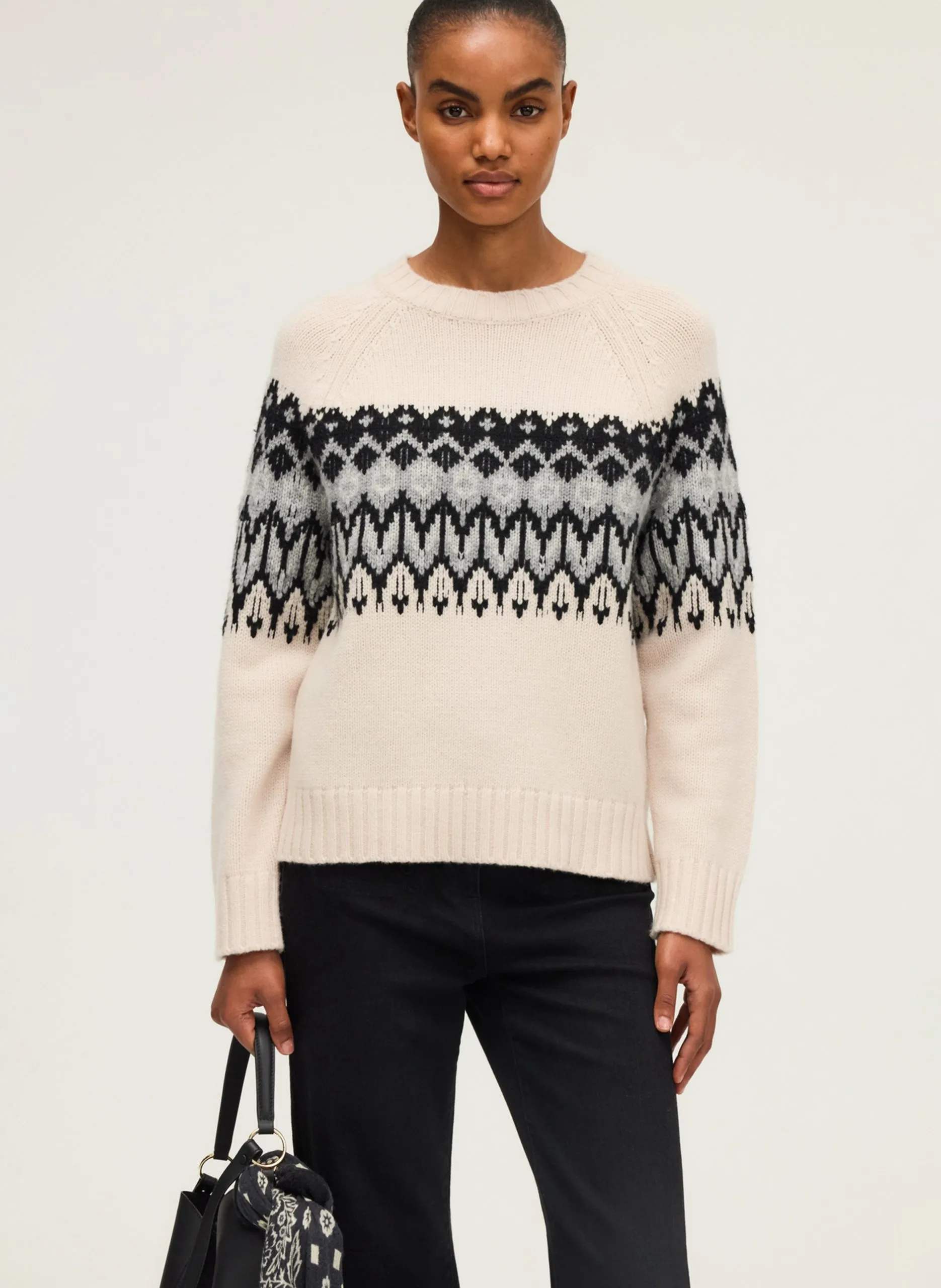 Pull col rond en laine Gris ELYSIA