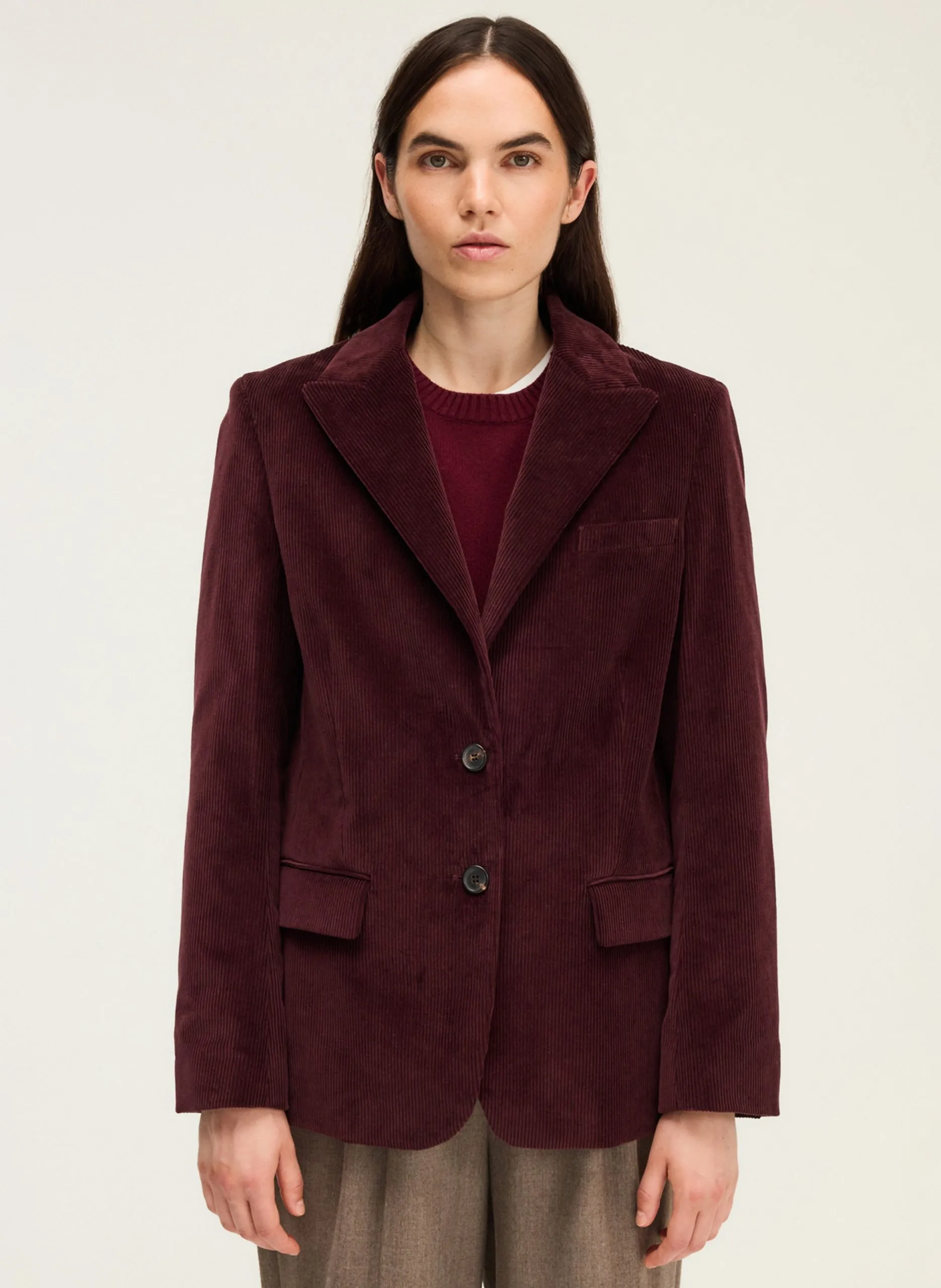 Veste de tailleur en velours côtelé Rouge NELI