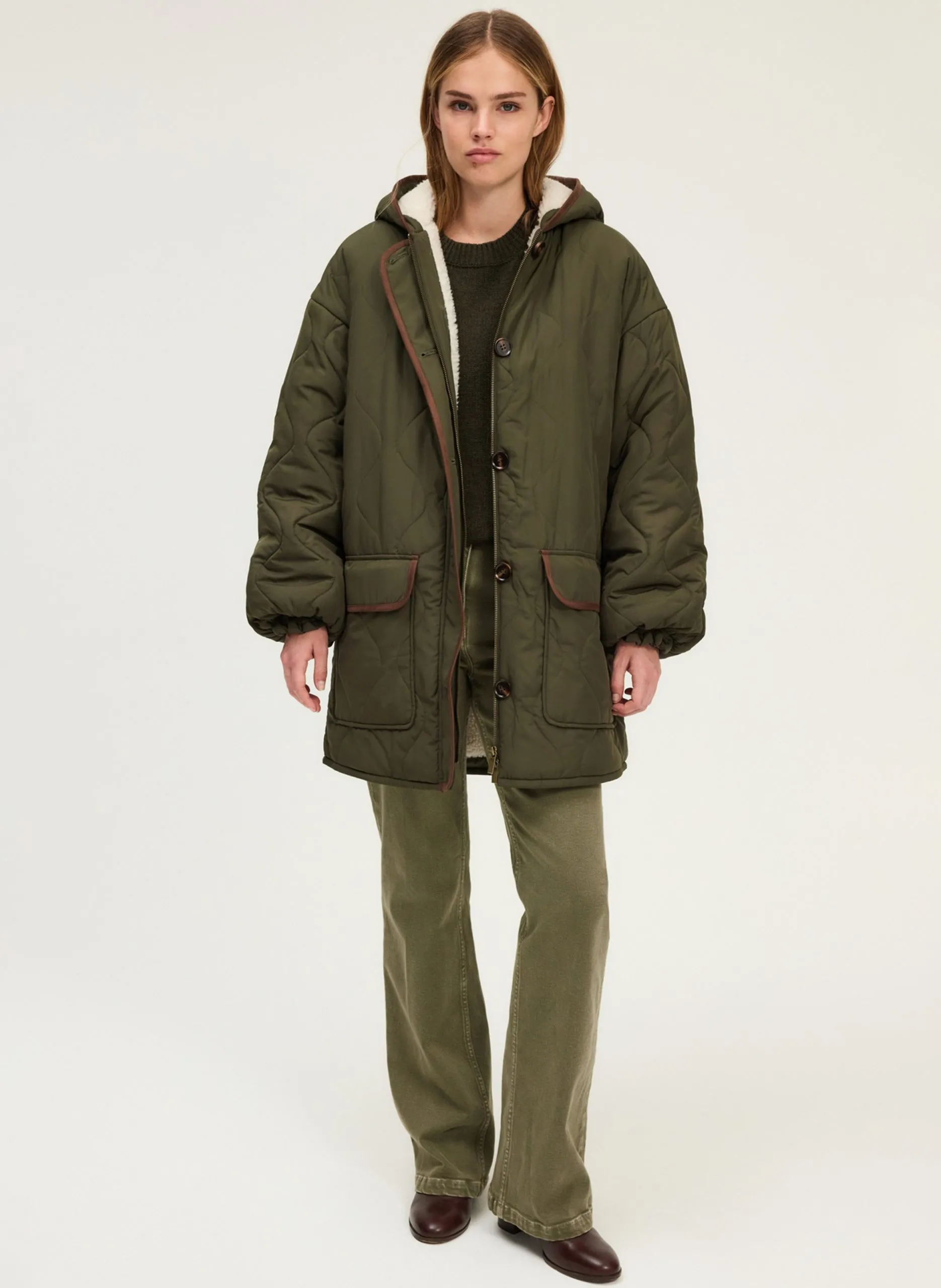 Manteau droit matelassé Kaki MAISSA