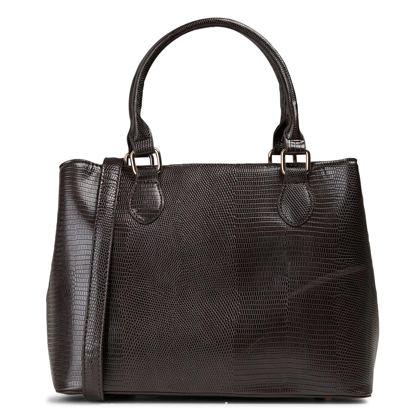 Sac épaule embossé croco Marron