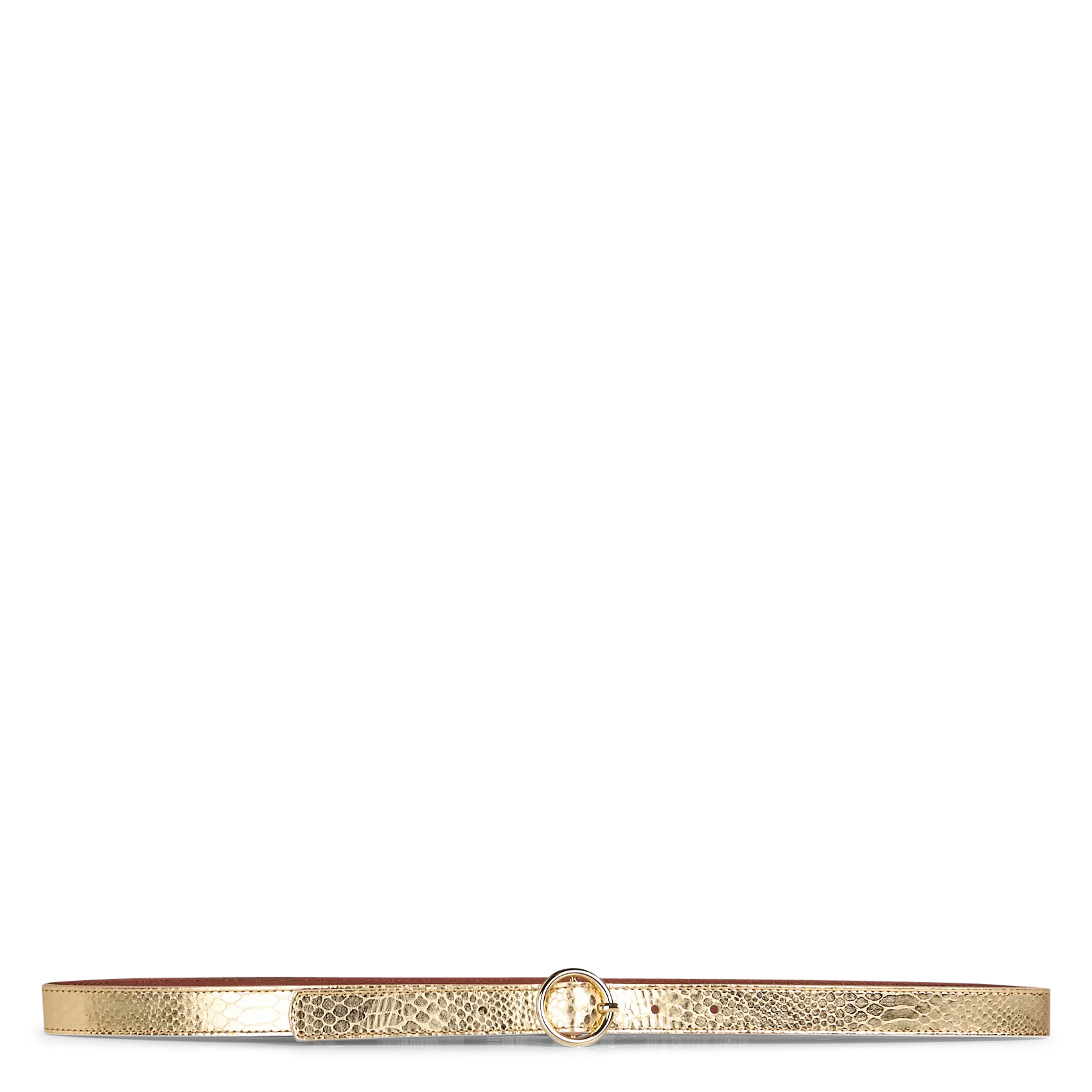 Ceinture fine en cuir aspect croco Doré MADELINA