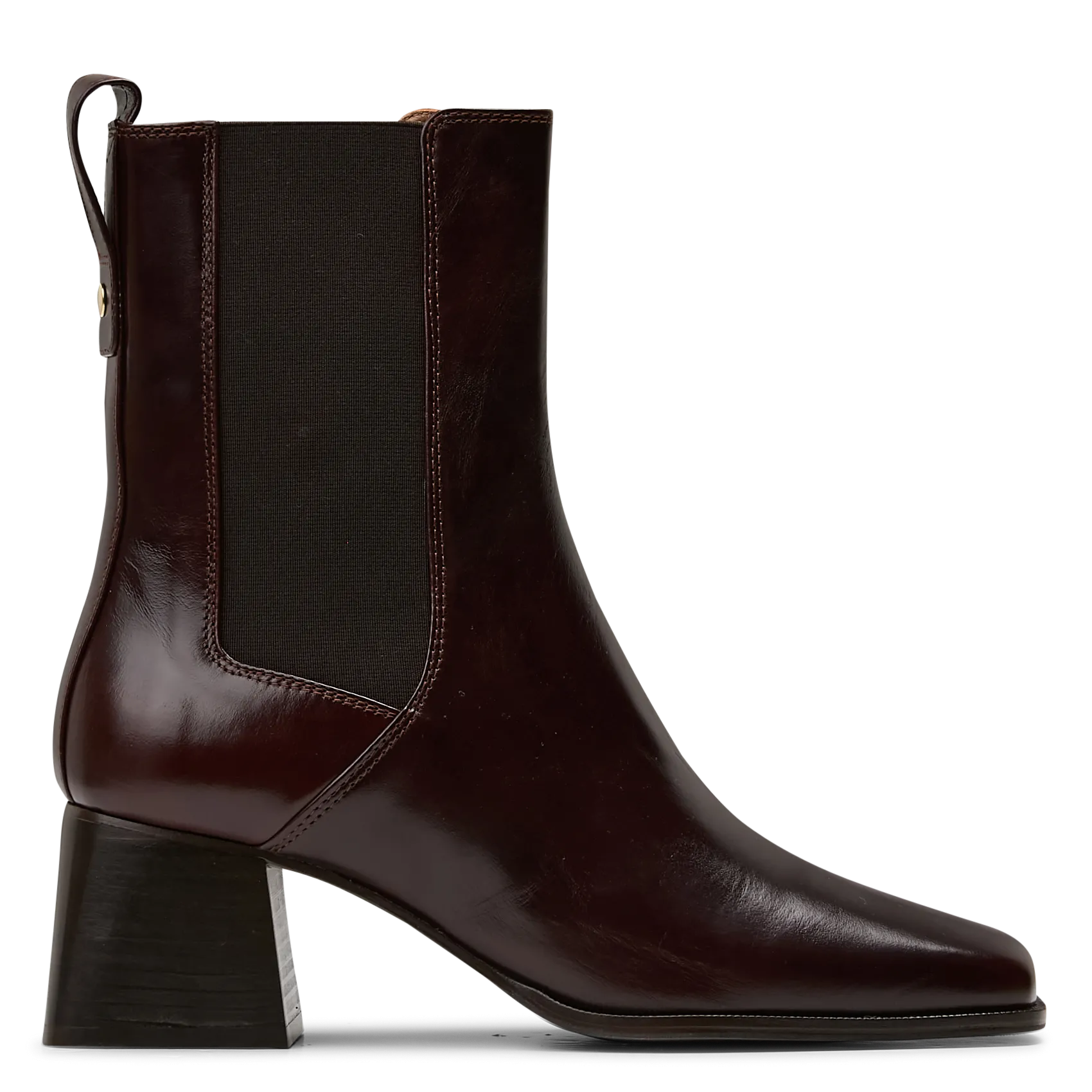 Bottines à talons à bouts carré en cuir Marron LOIS