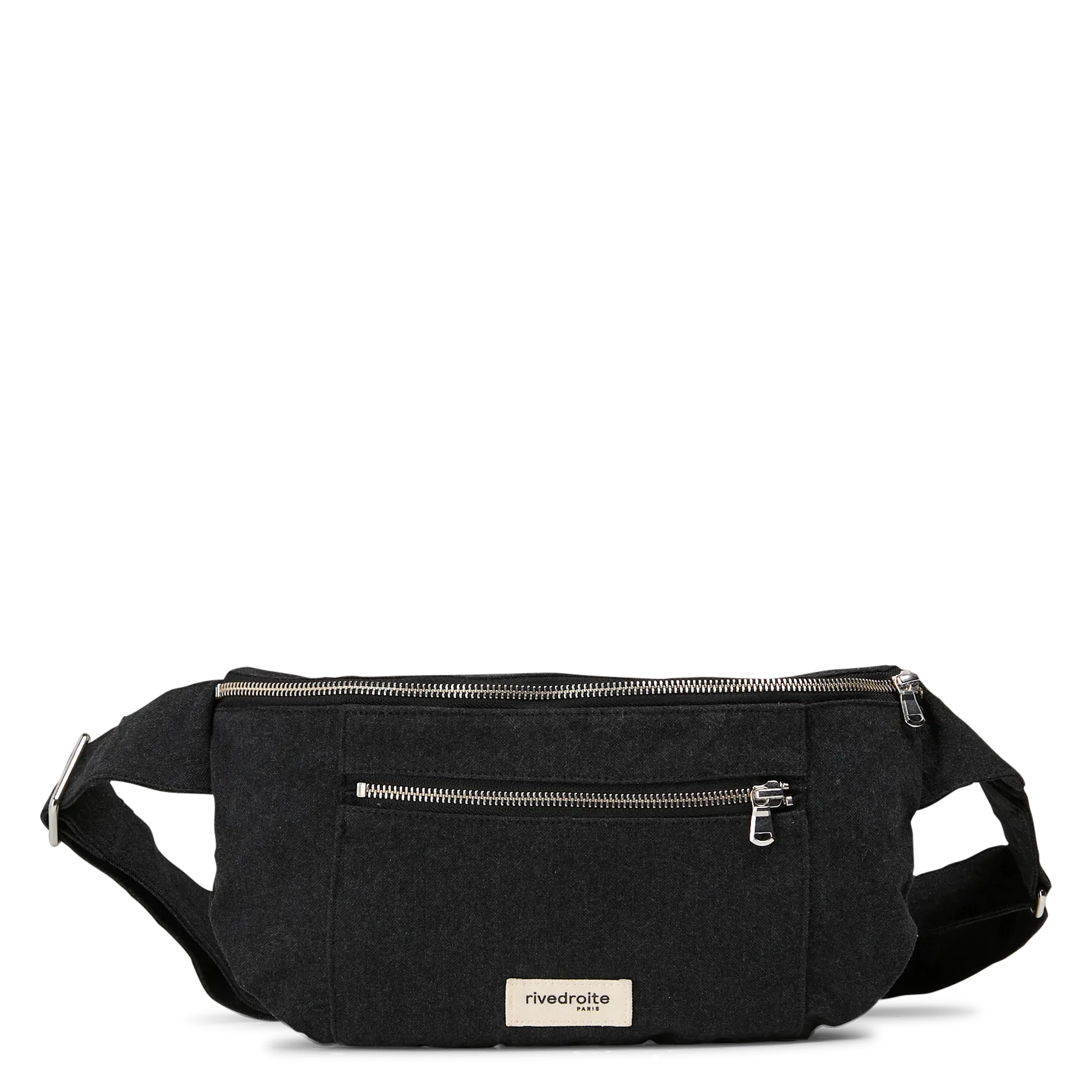 Sac banane zippé uni en coton recyclé Noir ORSEL L