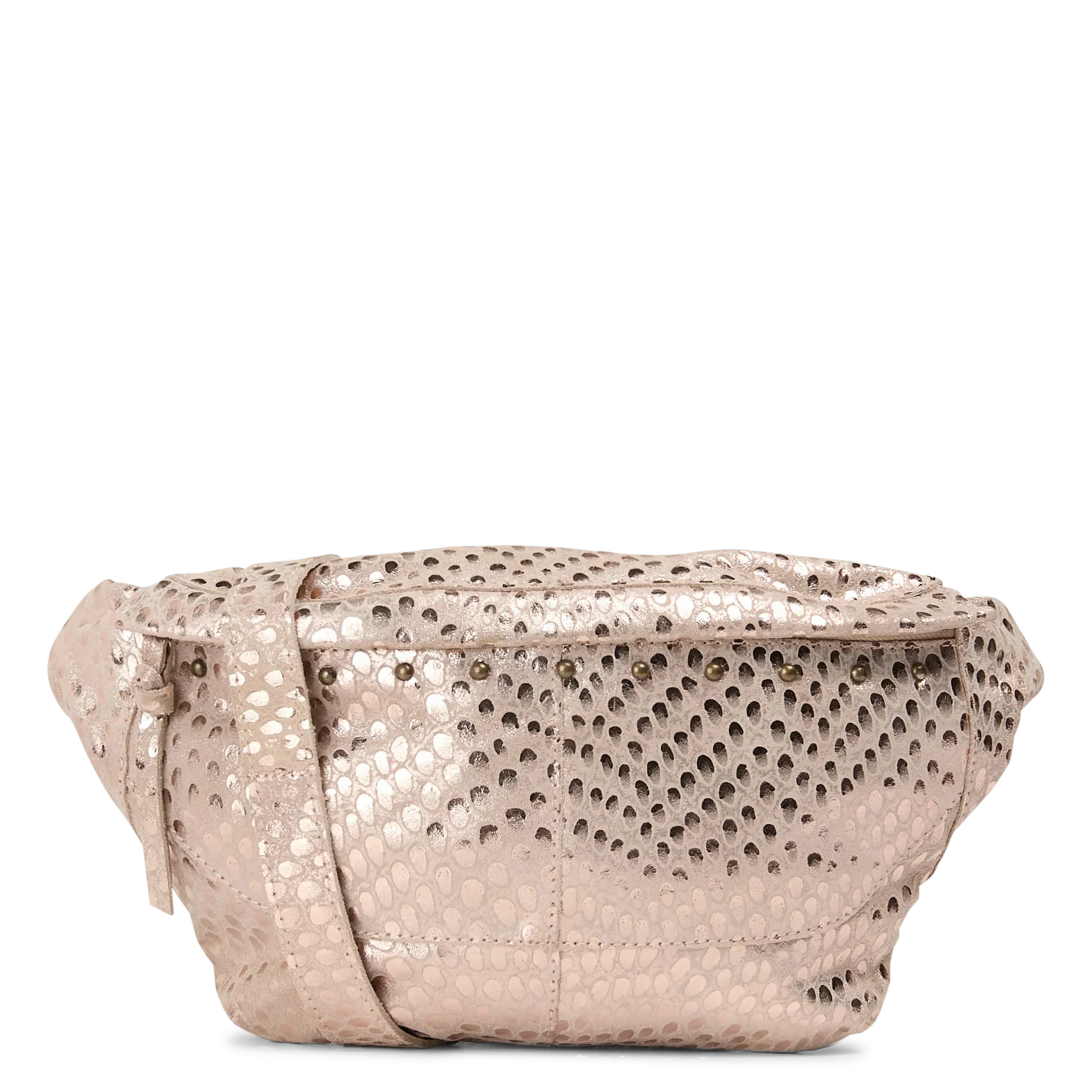 Sac banane jacquard brillant en cuir Rose DAINO