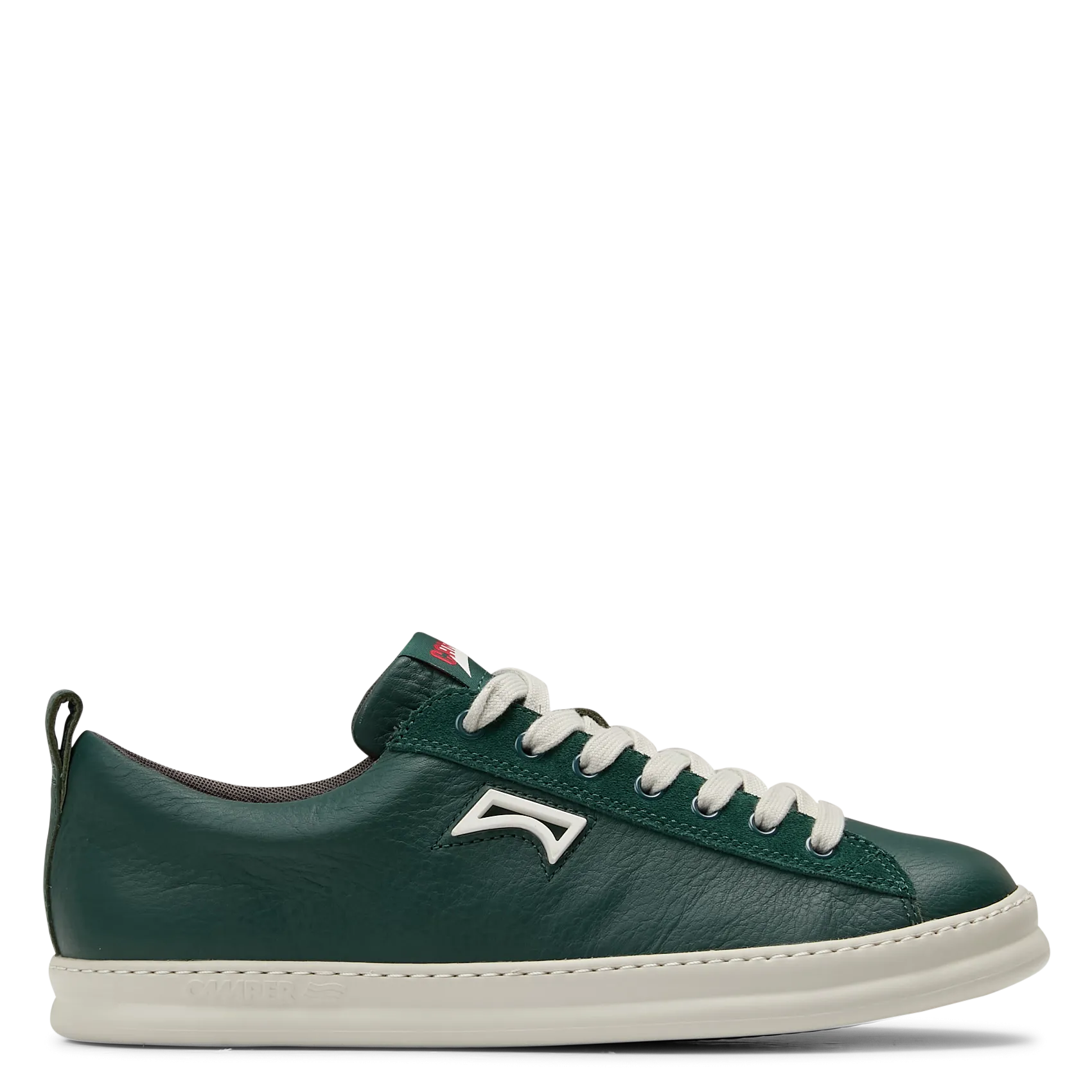 Baskets basses unies en cuir Vert RUNNER FOUR