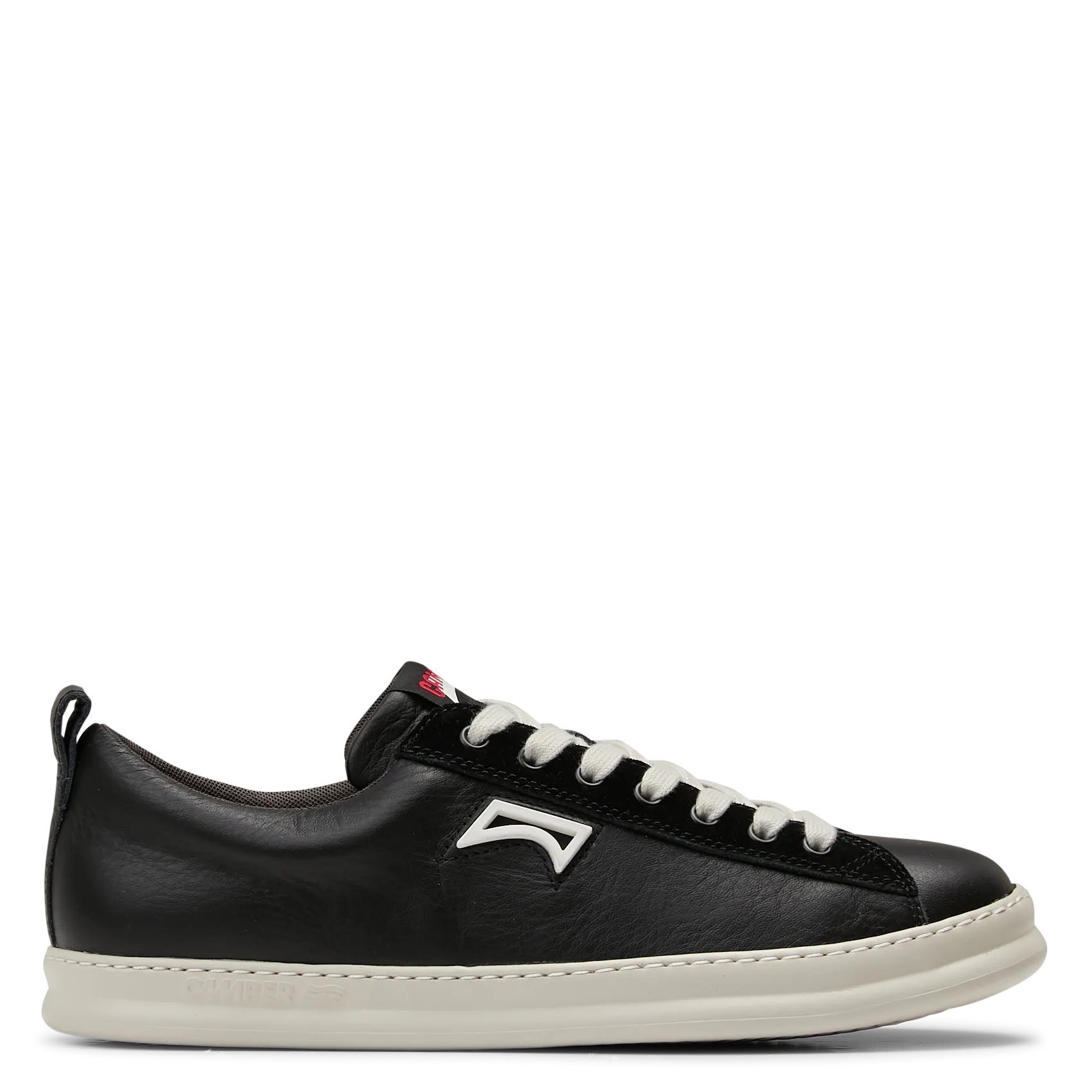 Baskets basses unies en cuir Noir RUNNER FOUR