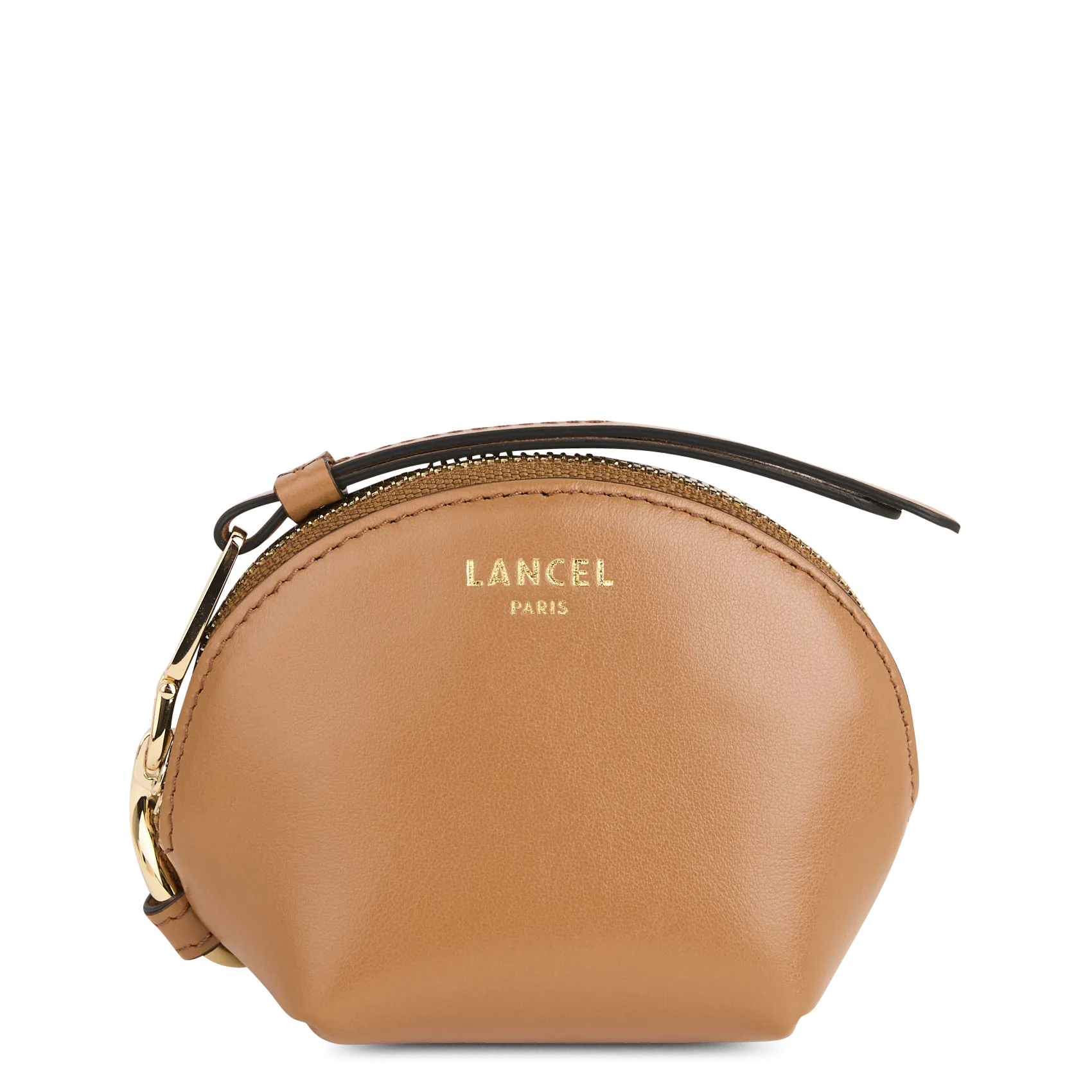 Porte-monnaie zippé en cuir lisse Beige ORIGAMI