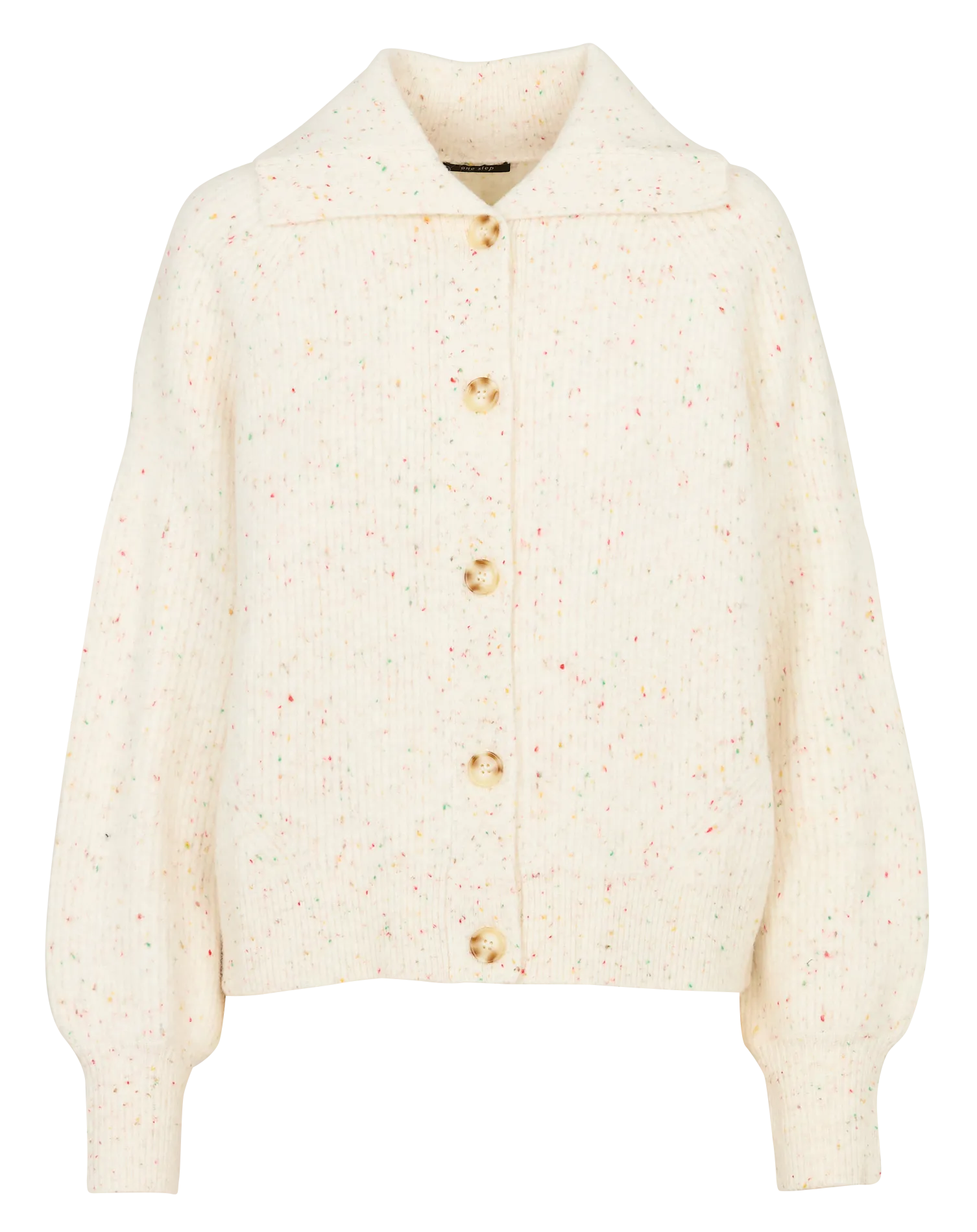 Cardigan droit imprimé en maille côtelée Beige TSUGA