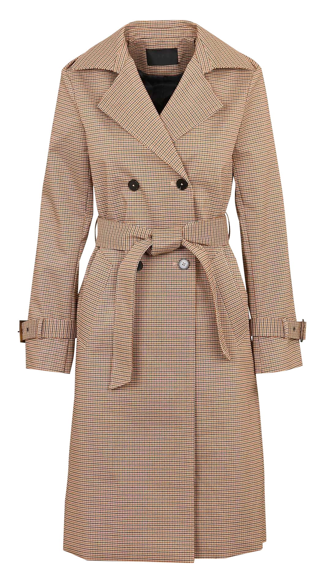 Trench col tailleur à carreaux Marron