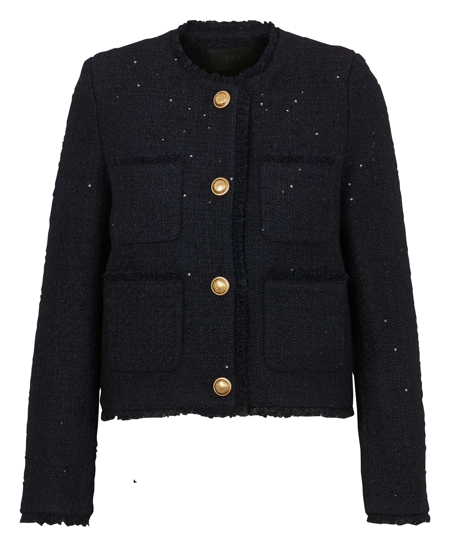 Veste courte effet tweed à sequins Bleu