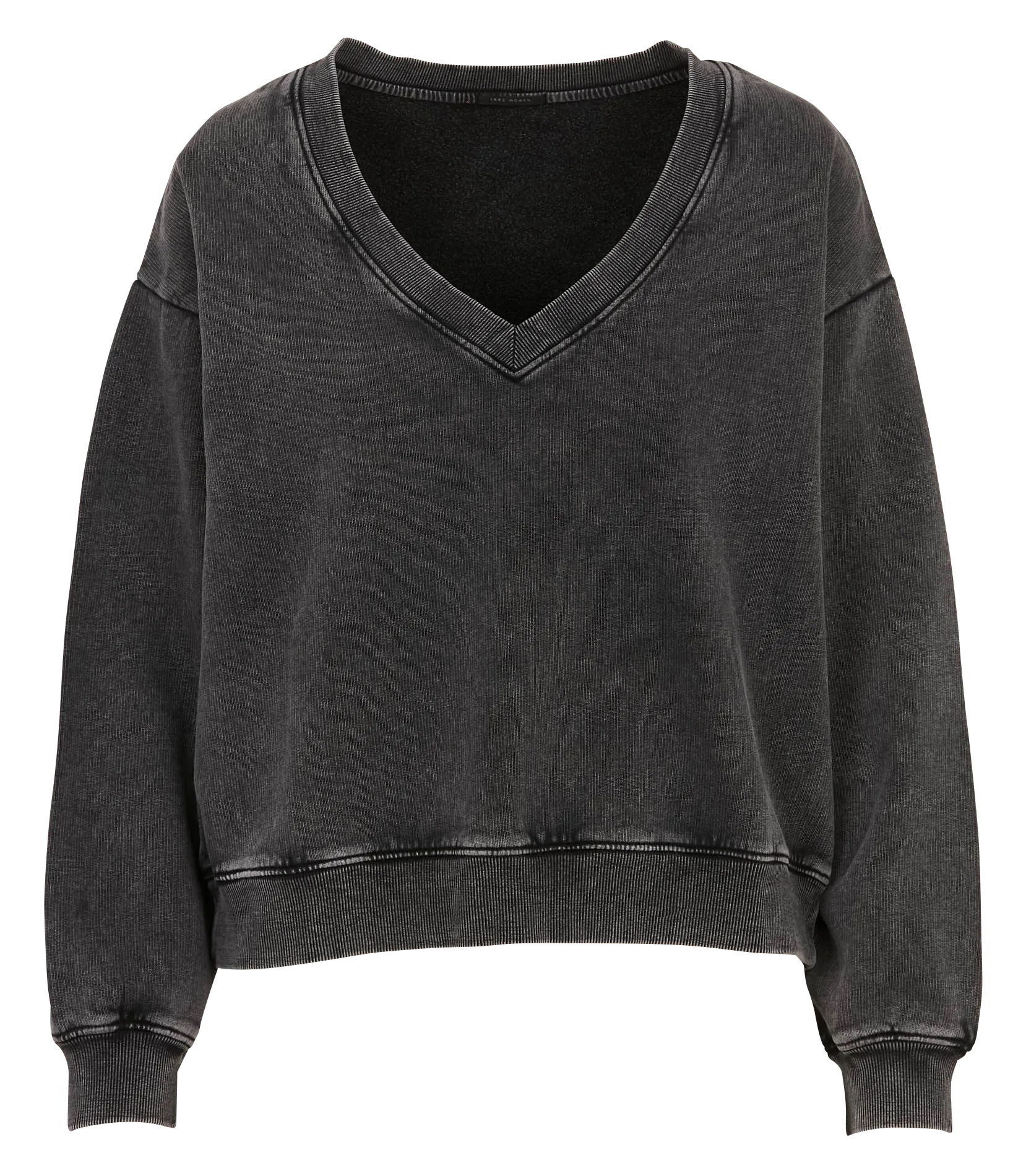 Sweat col V en coton Gris