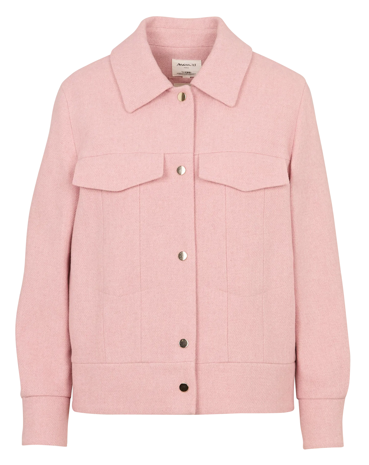 Veste col classique en laine mélangée Rose FIERCE
