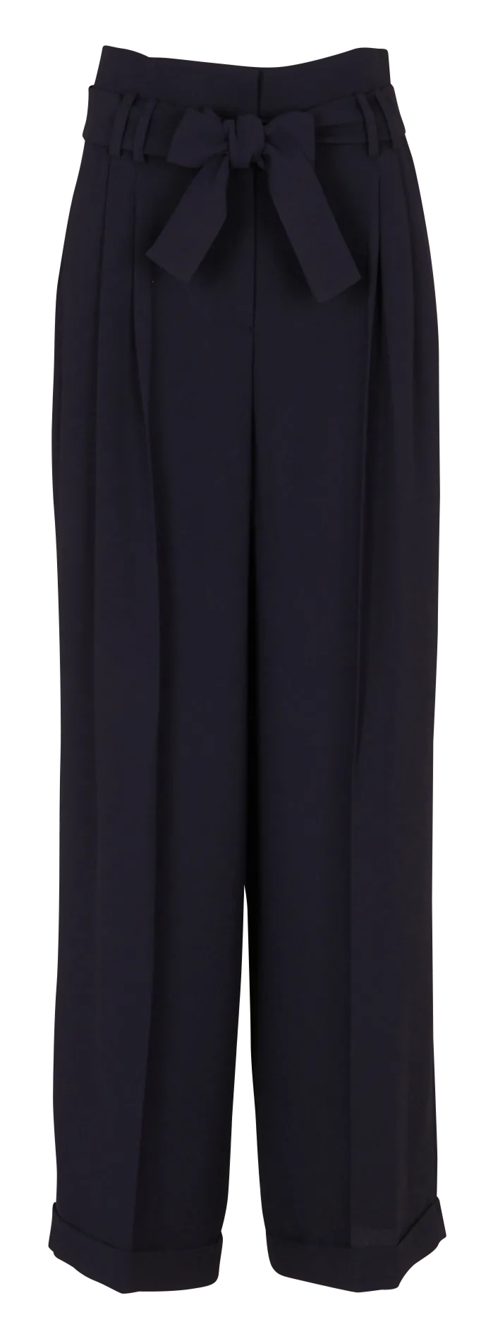 Pantalon taille haute ceinturé uni Bleu PIA