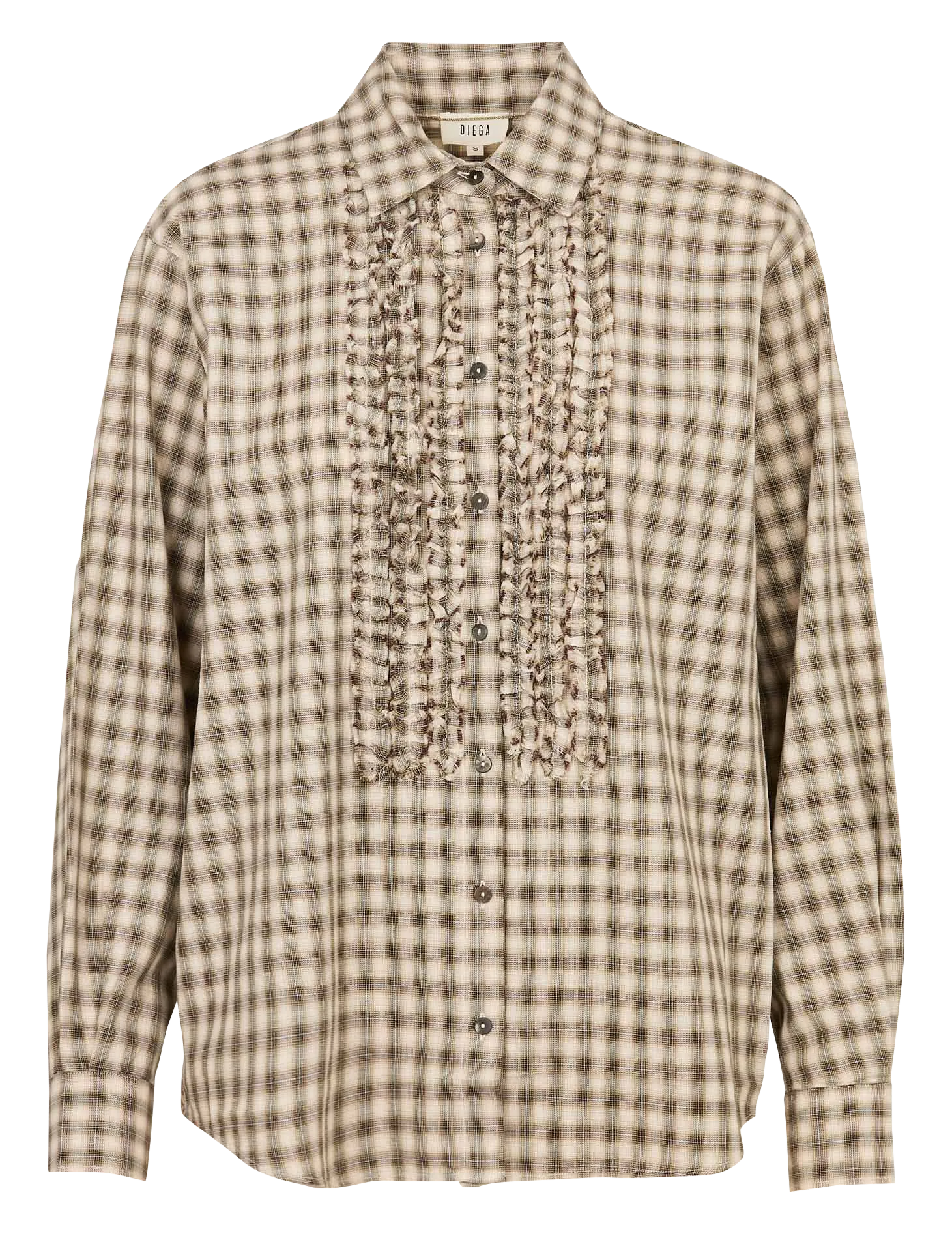 Chemise droite col classique à carreaux en coton Vert CASTILANA