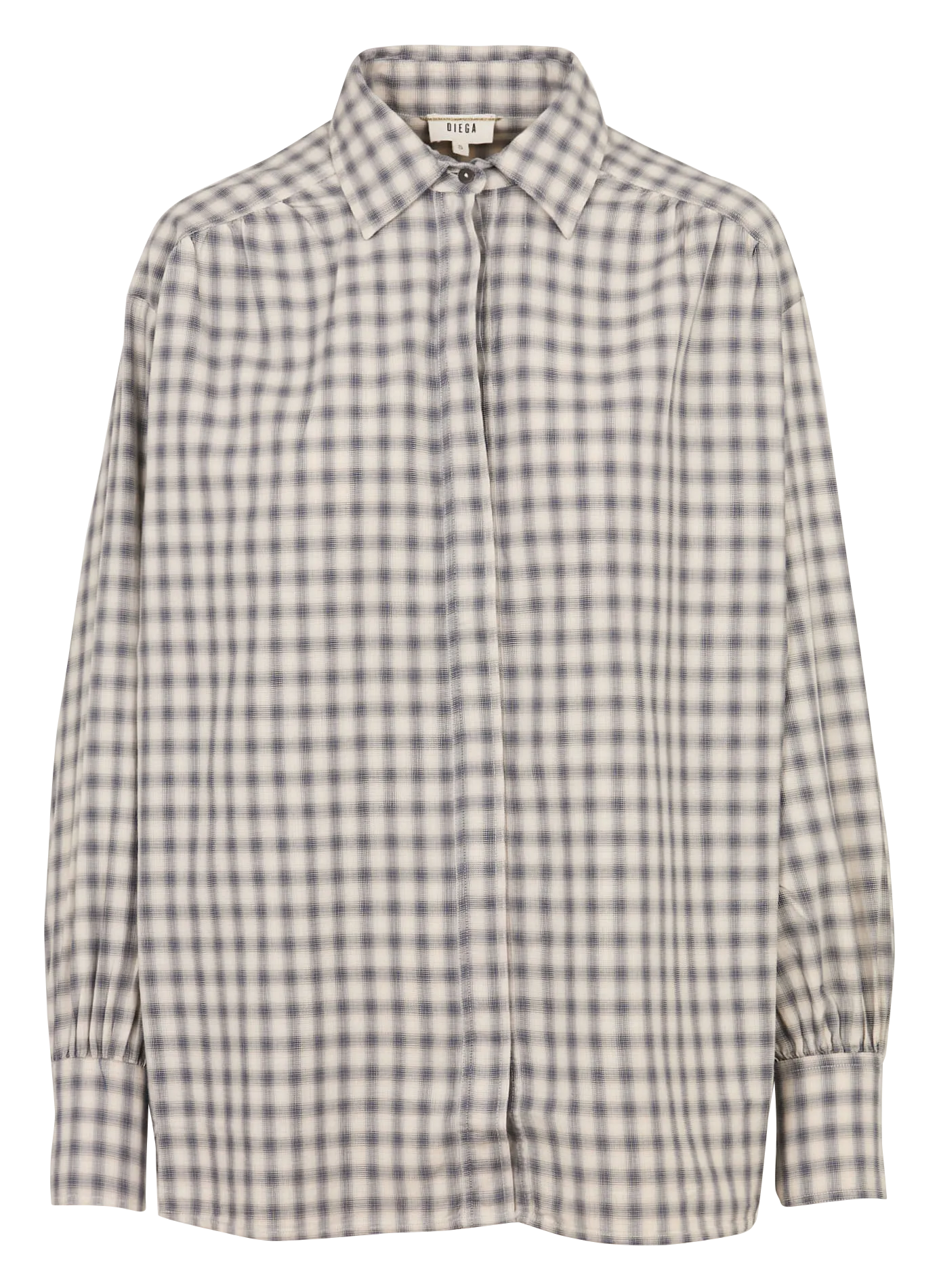 Chemise ample col classique à carreaux en coton Bleu CARINA