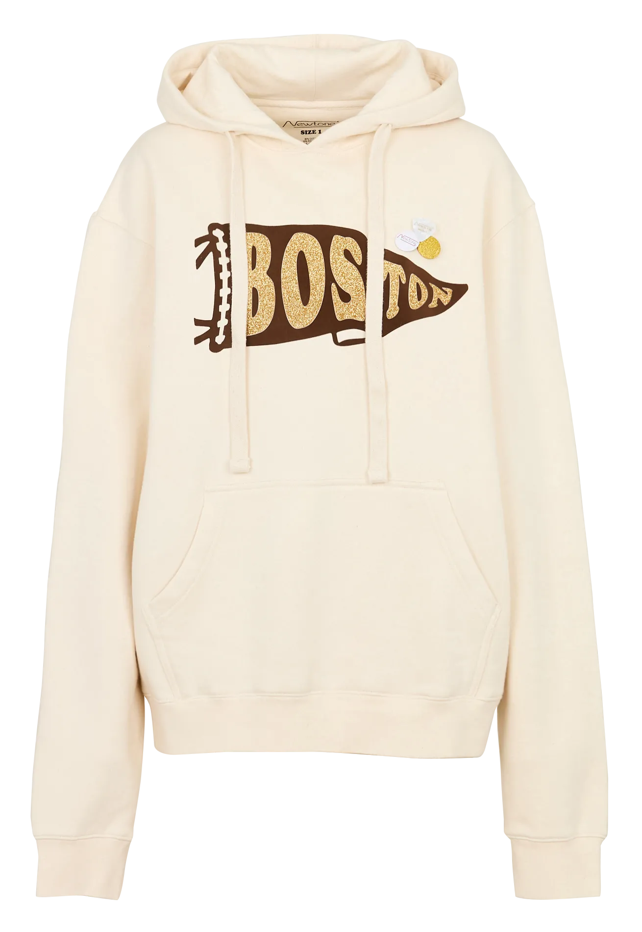 Sweat col tond en coton mélangé Beige HOJPREN