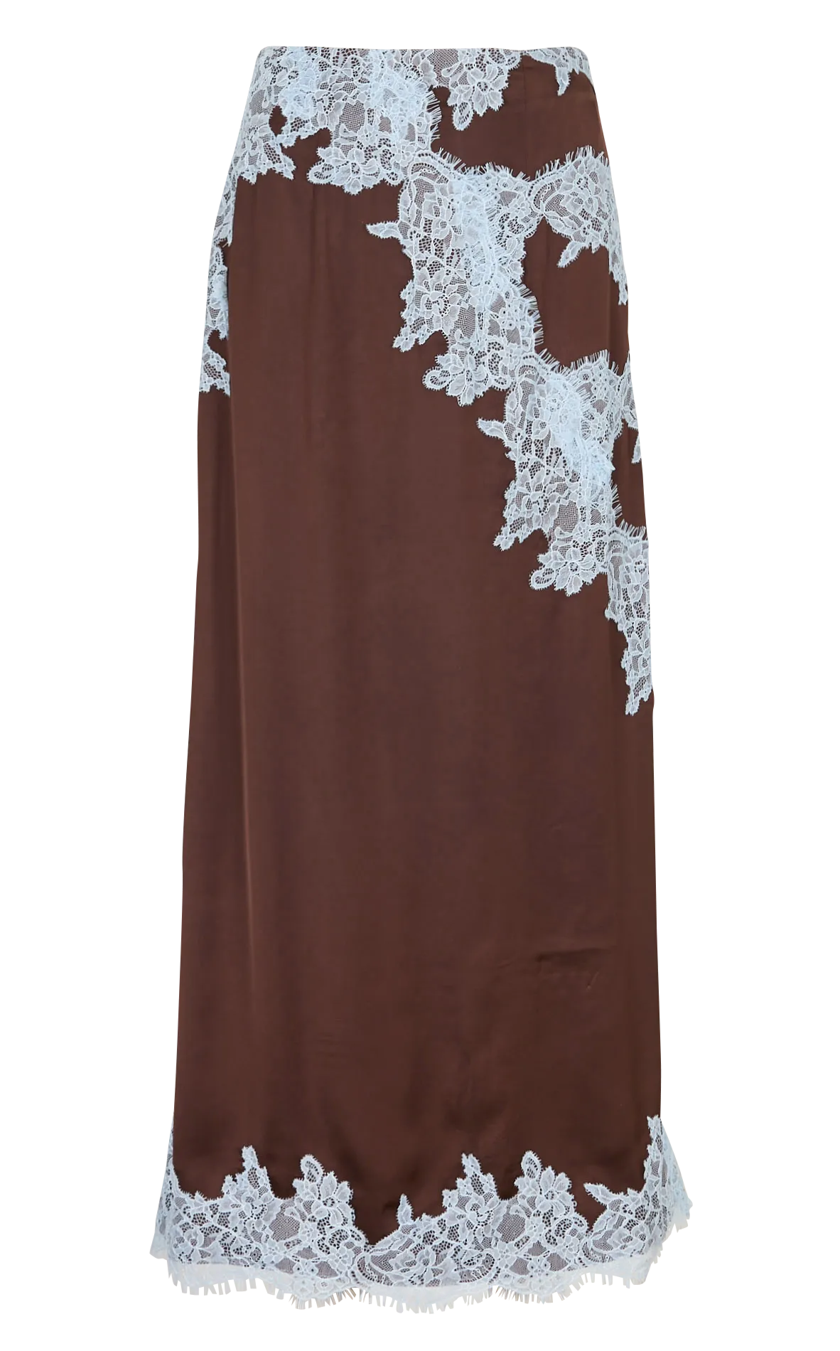 Jupe midi en dentelle Marron MELANIE